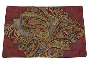 Image for San Angelo Red Paisley Placemats w/Faux Leather Accents