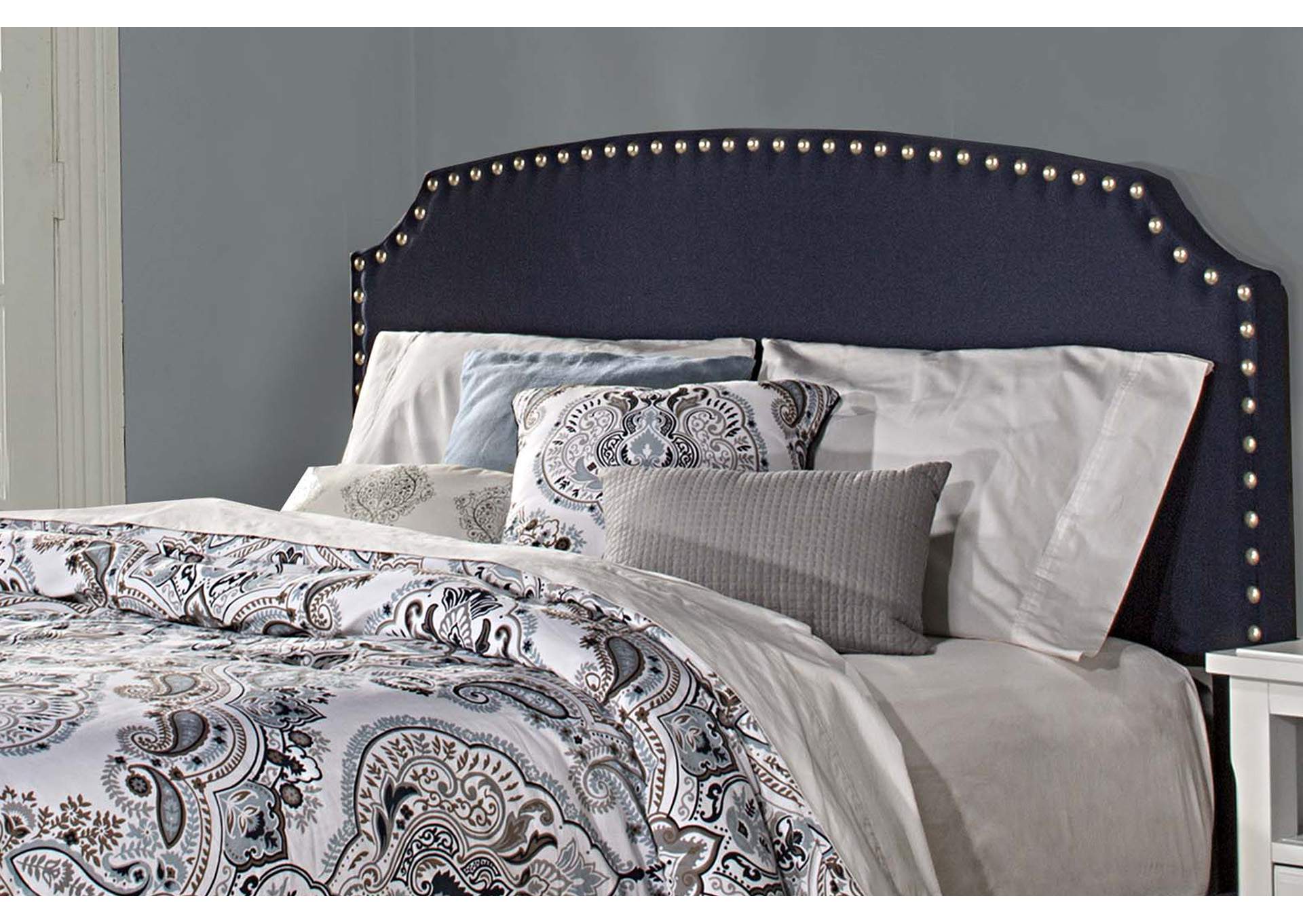 Lani Twin Headboard w/Frame - Navy Linen,Hillsdale