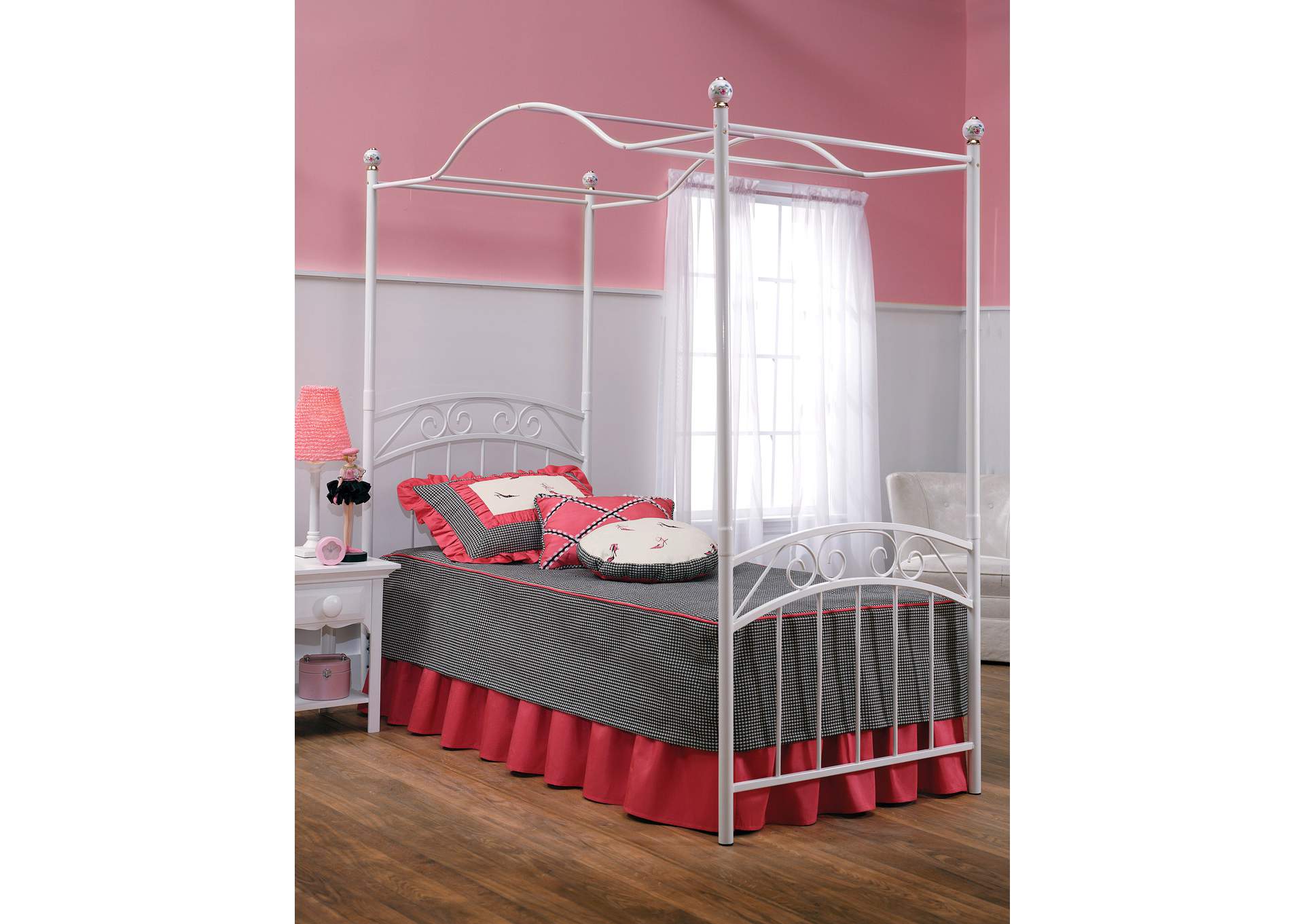 Emily Twin Bed w/Rails & Canopy,Hillsdale