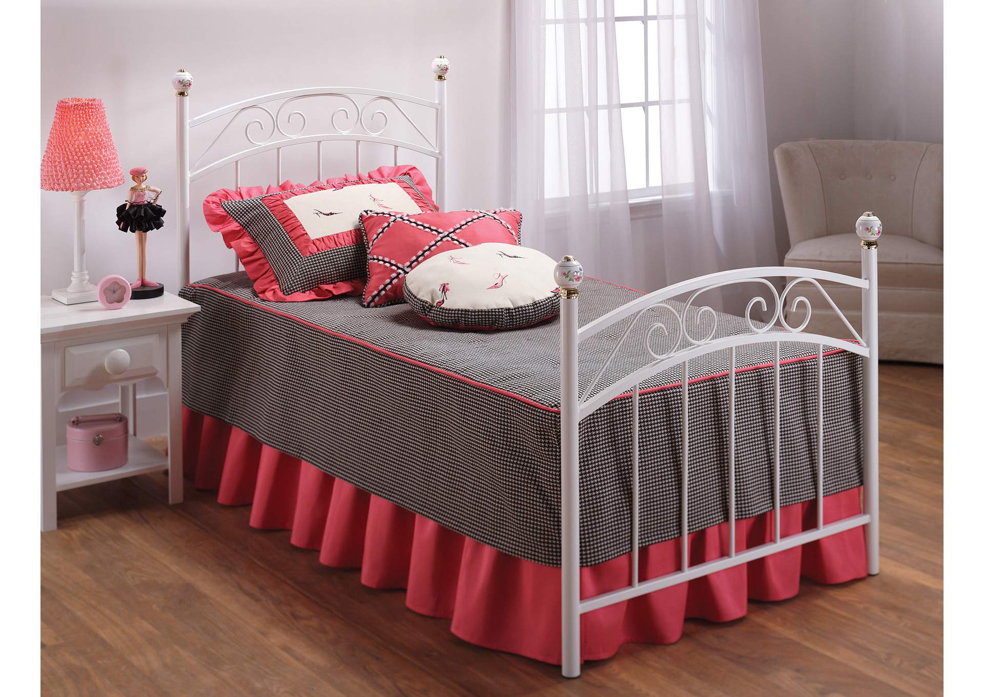 Emily Twin Bed w/Rails,Hillsdale