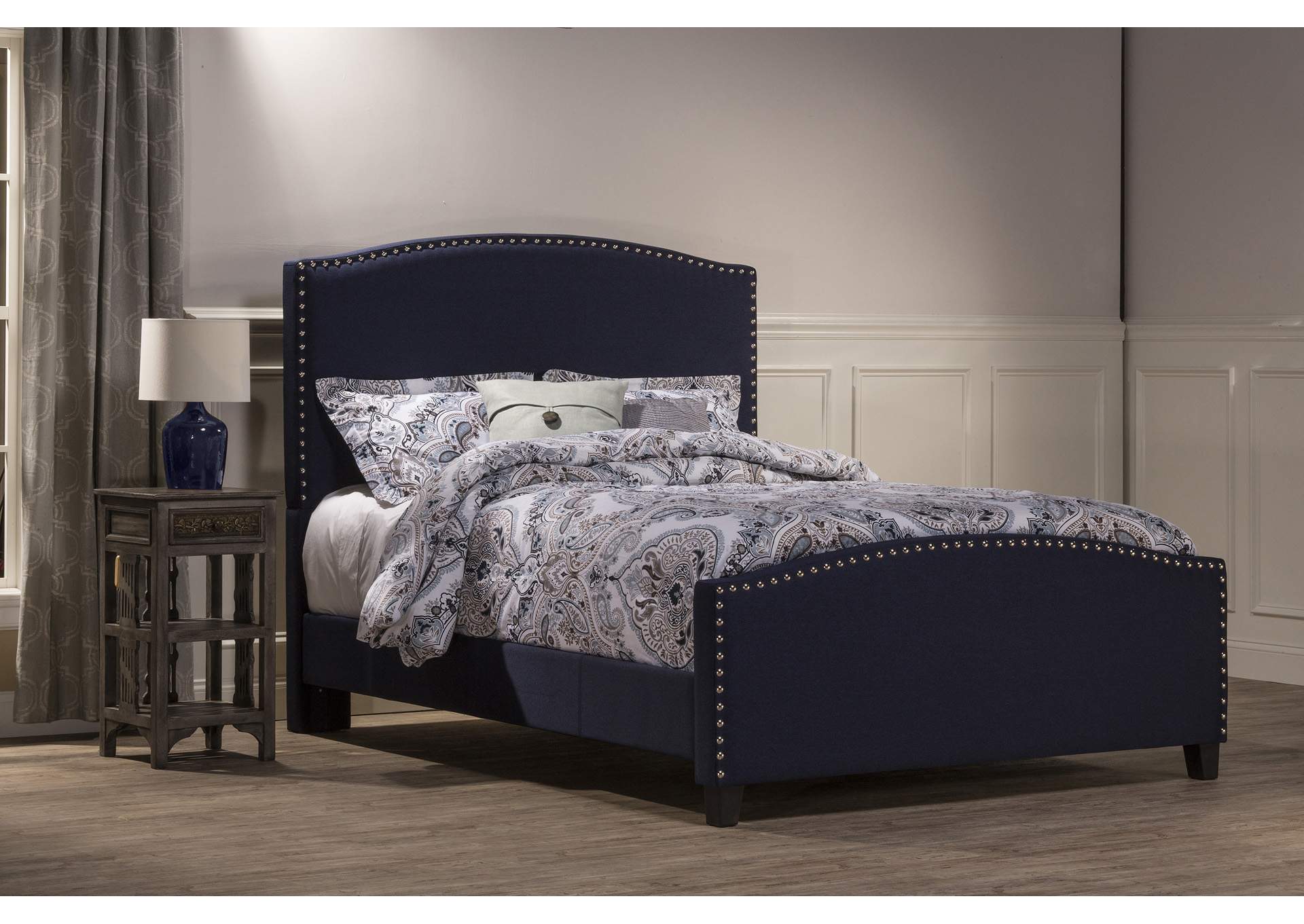 Kerstein King Bed w/Rails - Navy Linen,Hillsdale