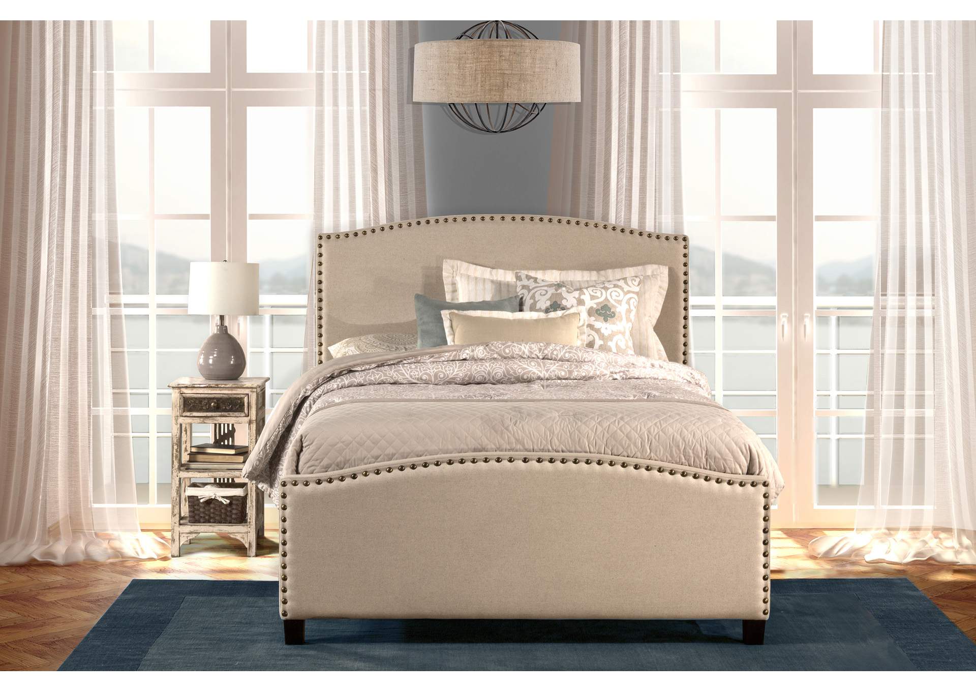 Kerstein King Bed w/Rails - Light Taupe,Hillsdale