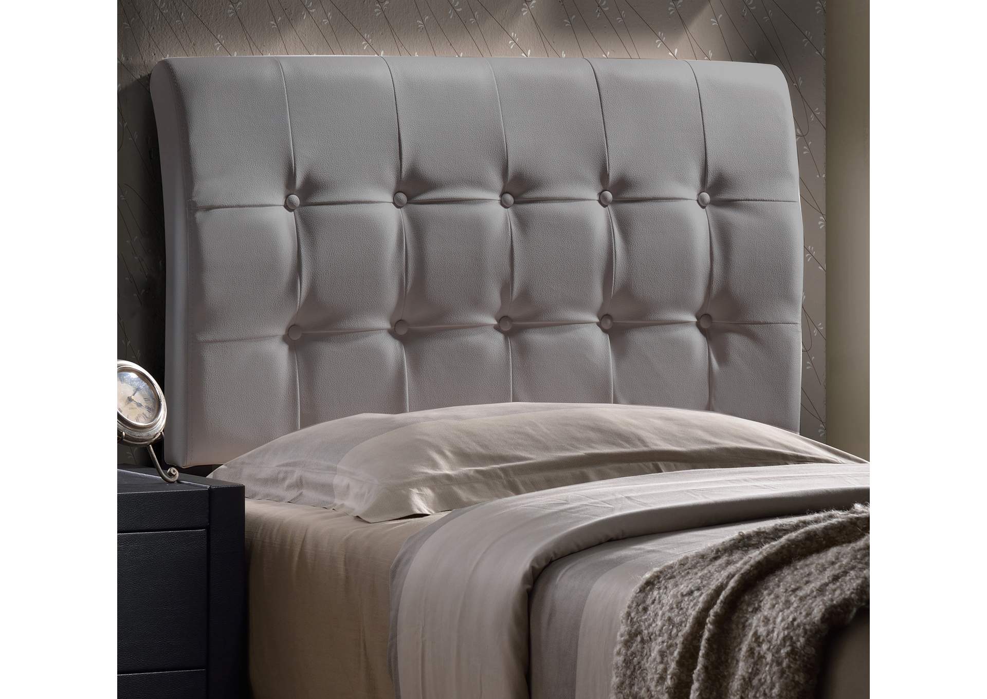 Lusso Gray Faux Leather Twin Headboard with Frame,Hillsdale