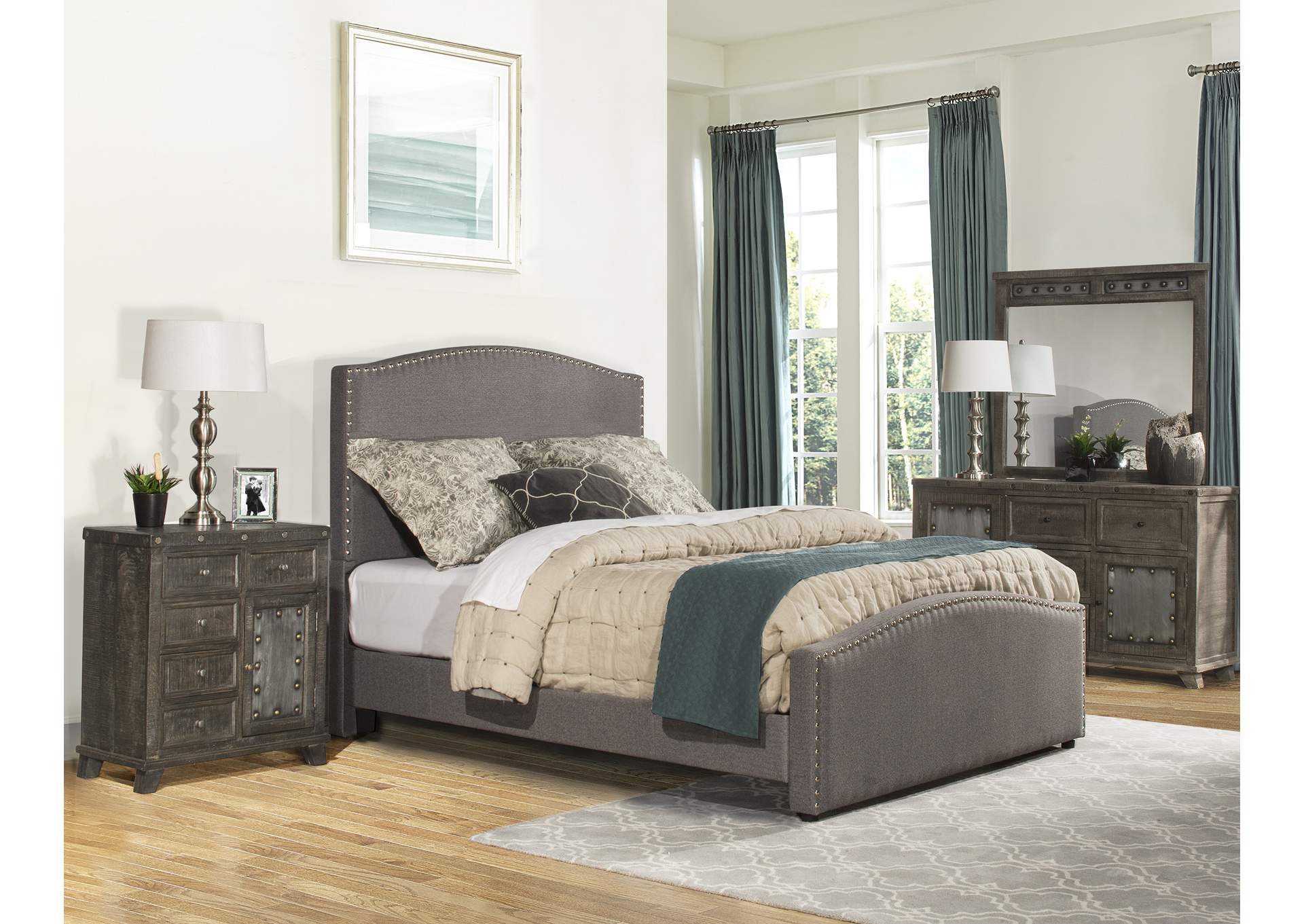Kerstein Orly Gray Fabric California King Bed,Hillsdale