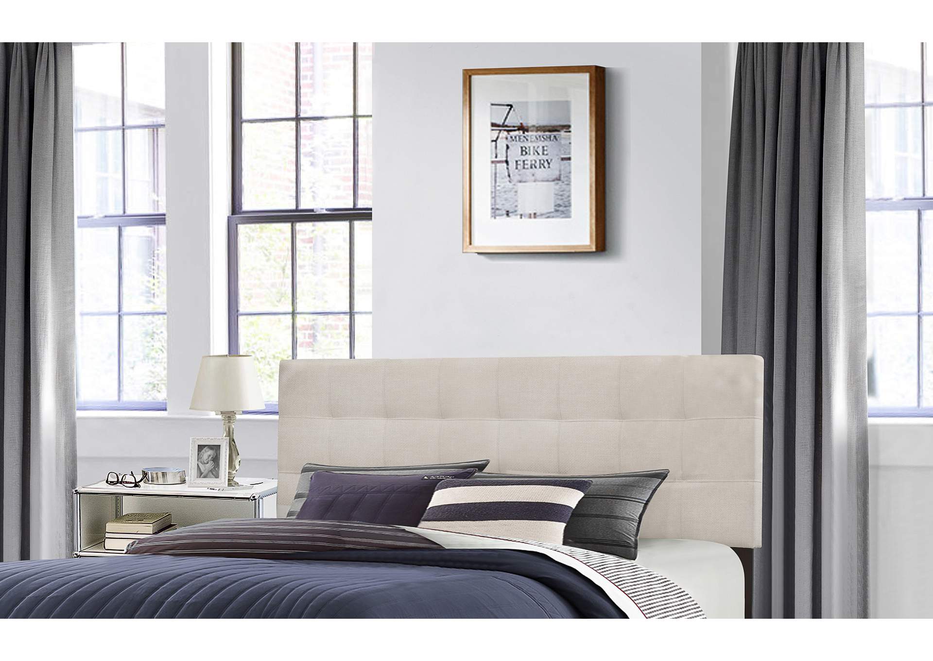 Delaney Fog Fabric King Headboard with Frame,Hillsdale