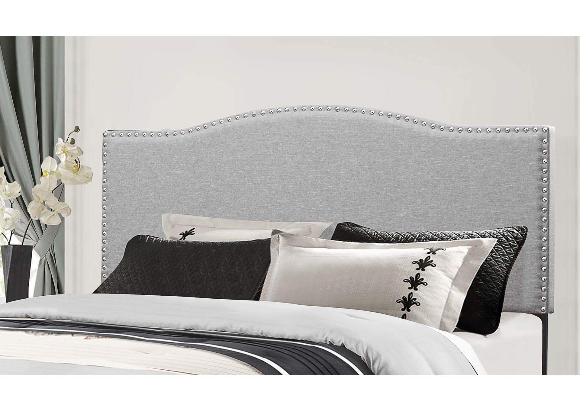 Kiley Glacier Gray Fabric Full/Queen Headboard with Frame,Hillsdale