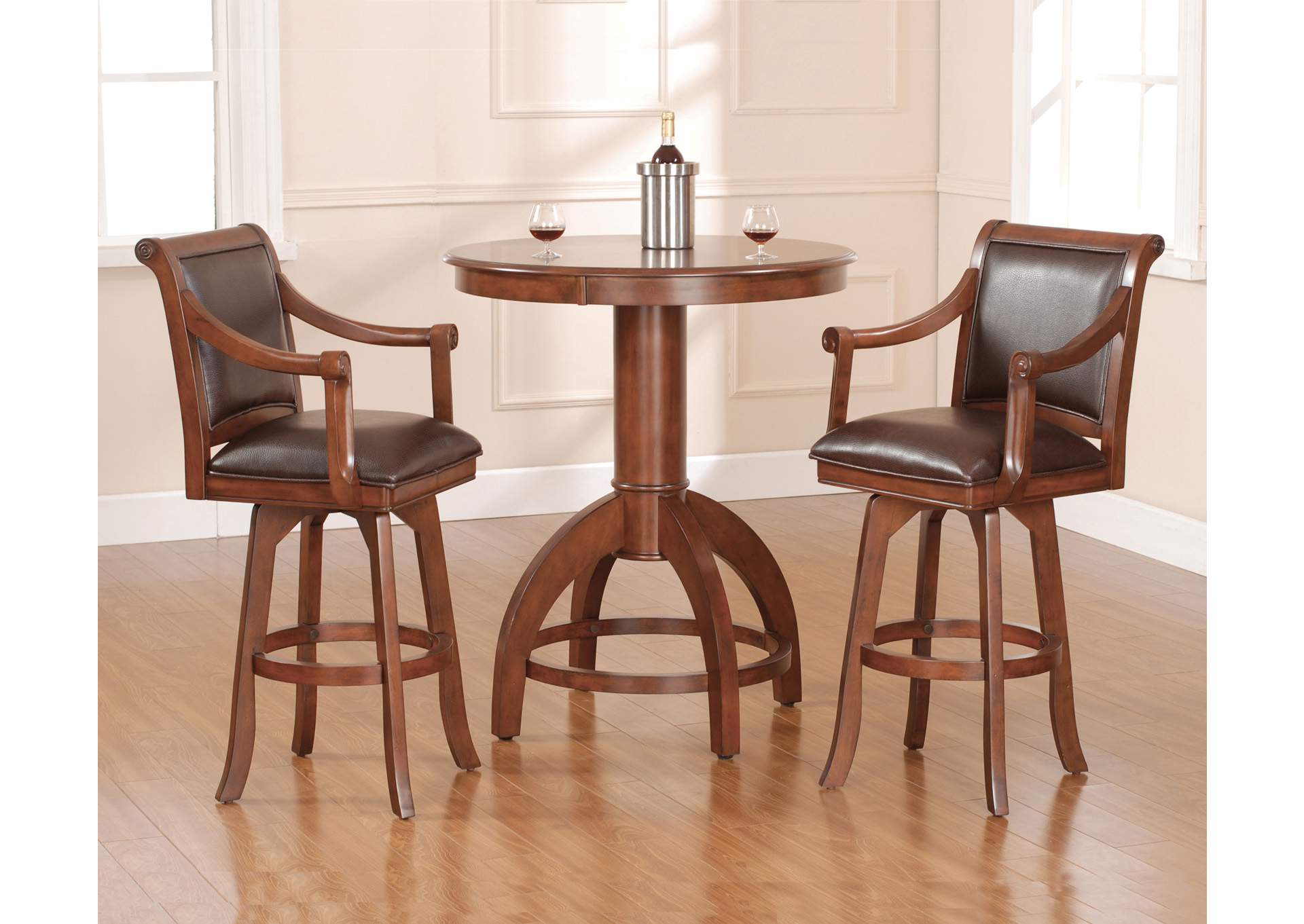 Palm Springs Medium Brown Cherry Bar Height Bistro Set,Hillsdale