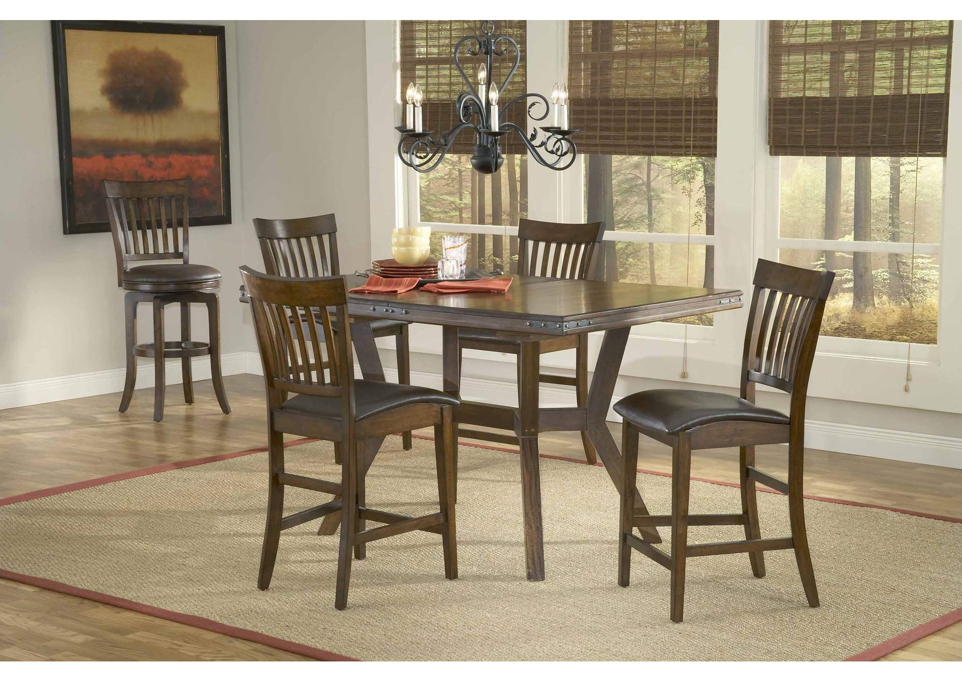Arbor Hill Chestnut 5-Piece Counter Height Dining Set,Hillsdale