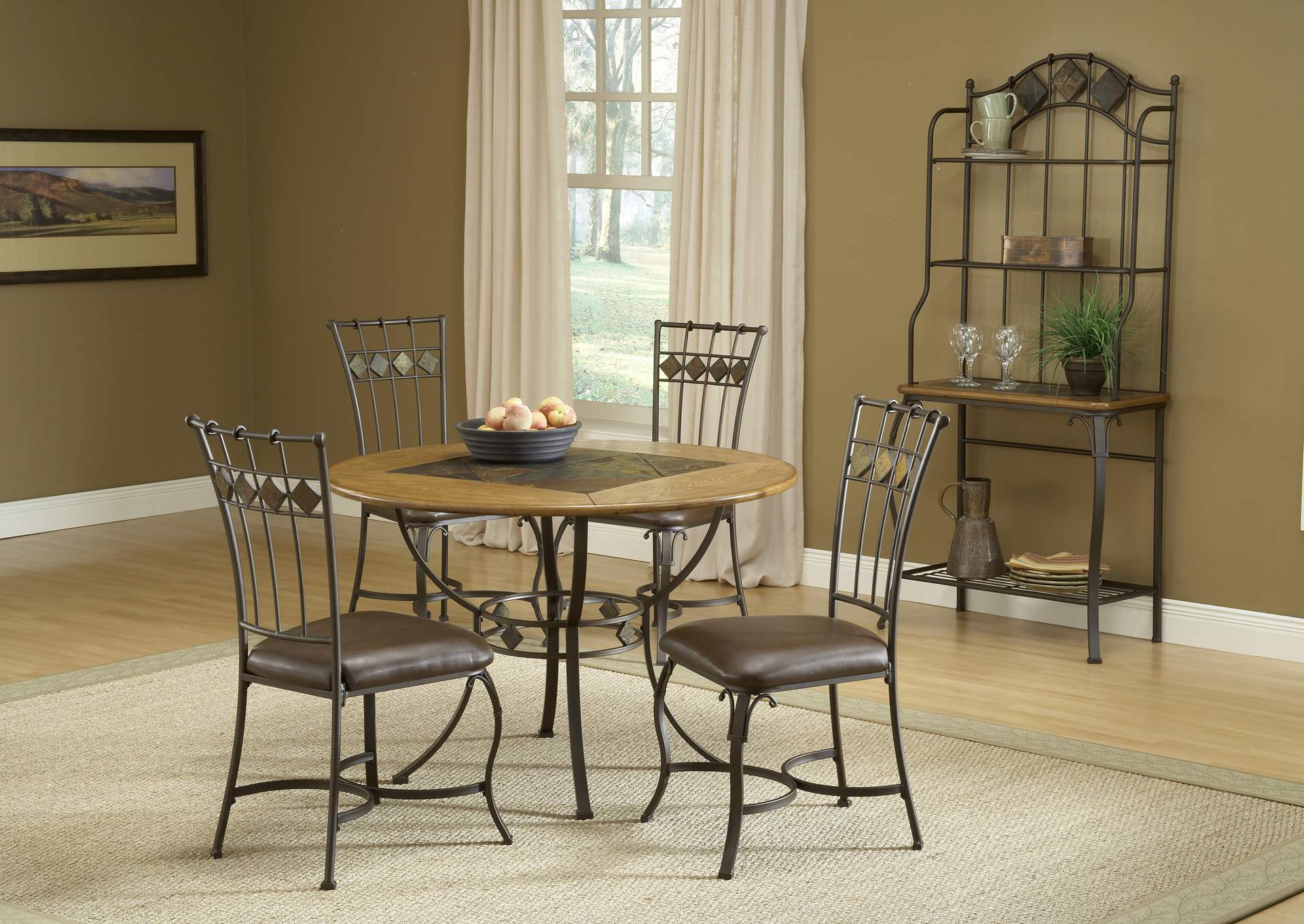 Lakeview Copper 5-Piece Round Dining Set w/Slate Chairs,Hillsdale