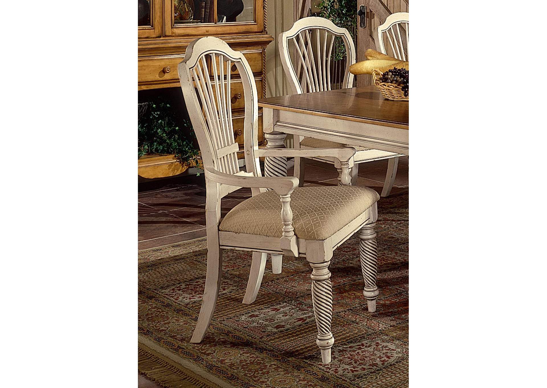 Wilshire Antique White Arm Chair (Set of 2),Hillsdale