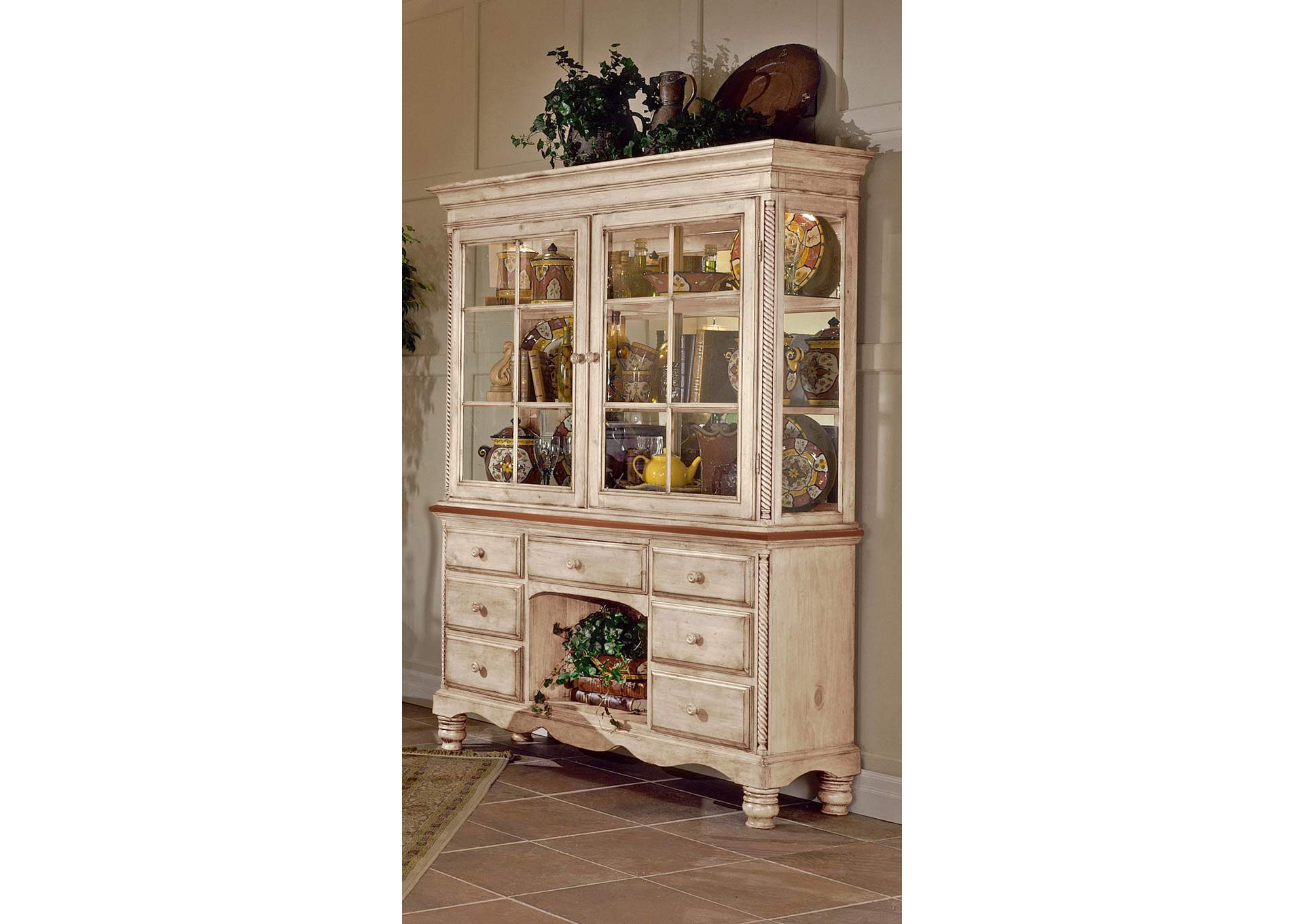 antique white buffet and hutch