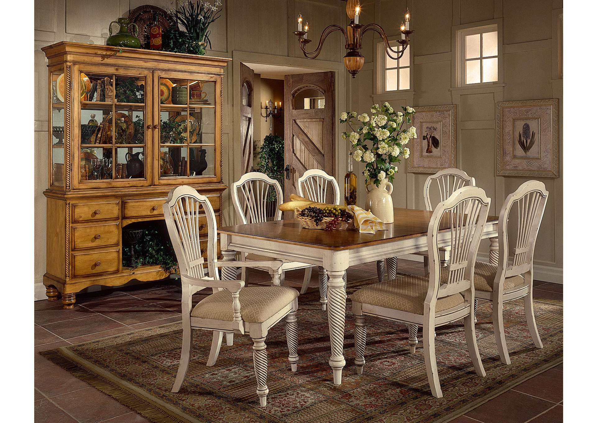 Wilshire Antique White 7-Piece Rectangle Dining Set,Hillsdale