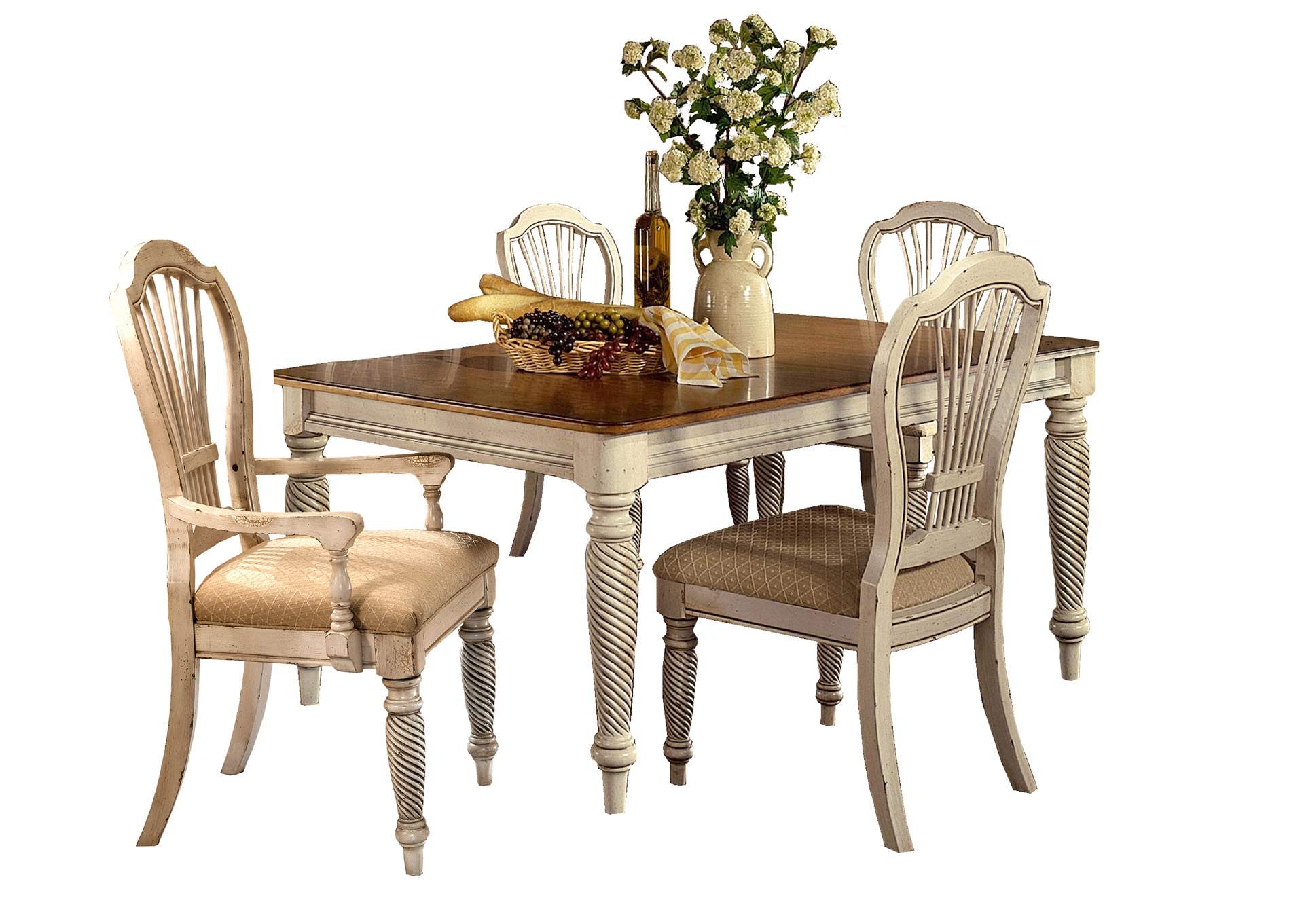 Wilshire Antique White 5-Piece Rectangle Dining Set,Hillsdale