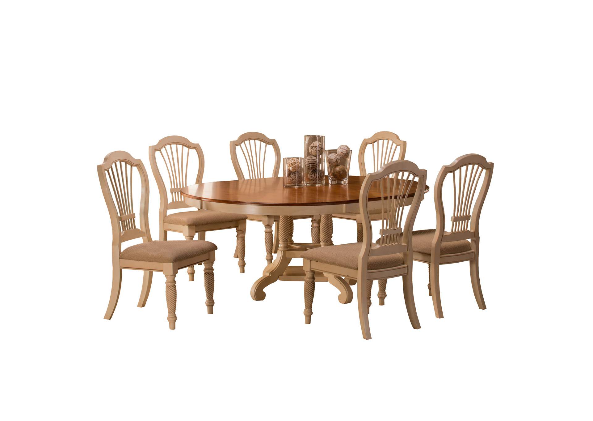 Wilshire Antique White 7-Piece Round Dining Set,Hillsdale