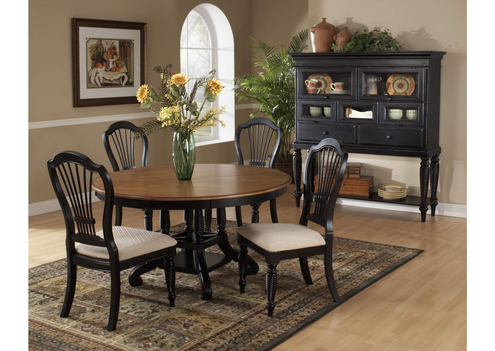 Wilshire Rubbed Black 5-Piece Round Dining Set,Hillsdale