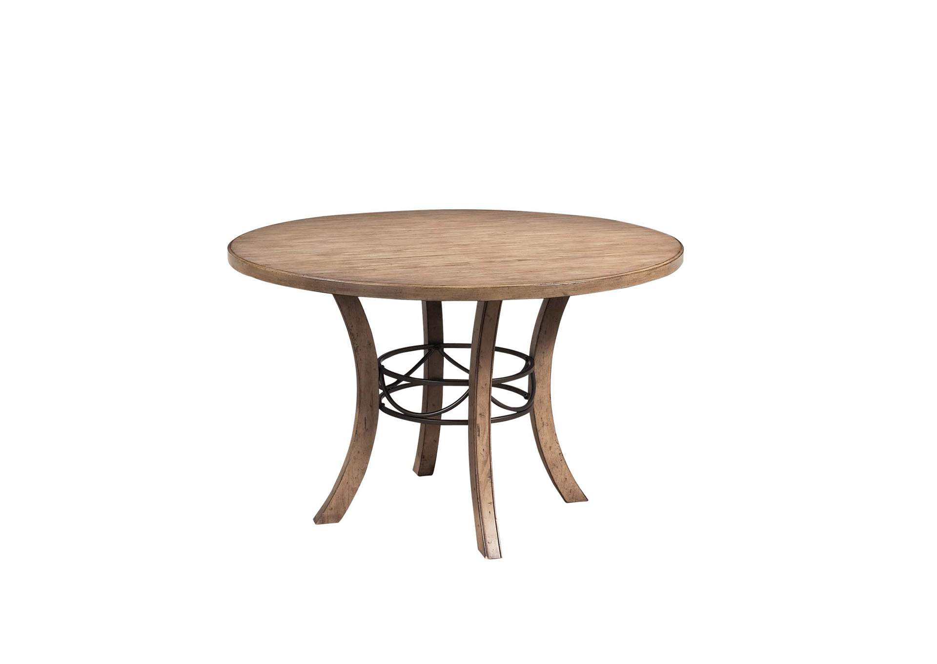 Charleston Desert Tan Round Wood Table w/Metal Ring,Hillsdale