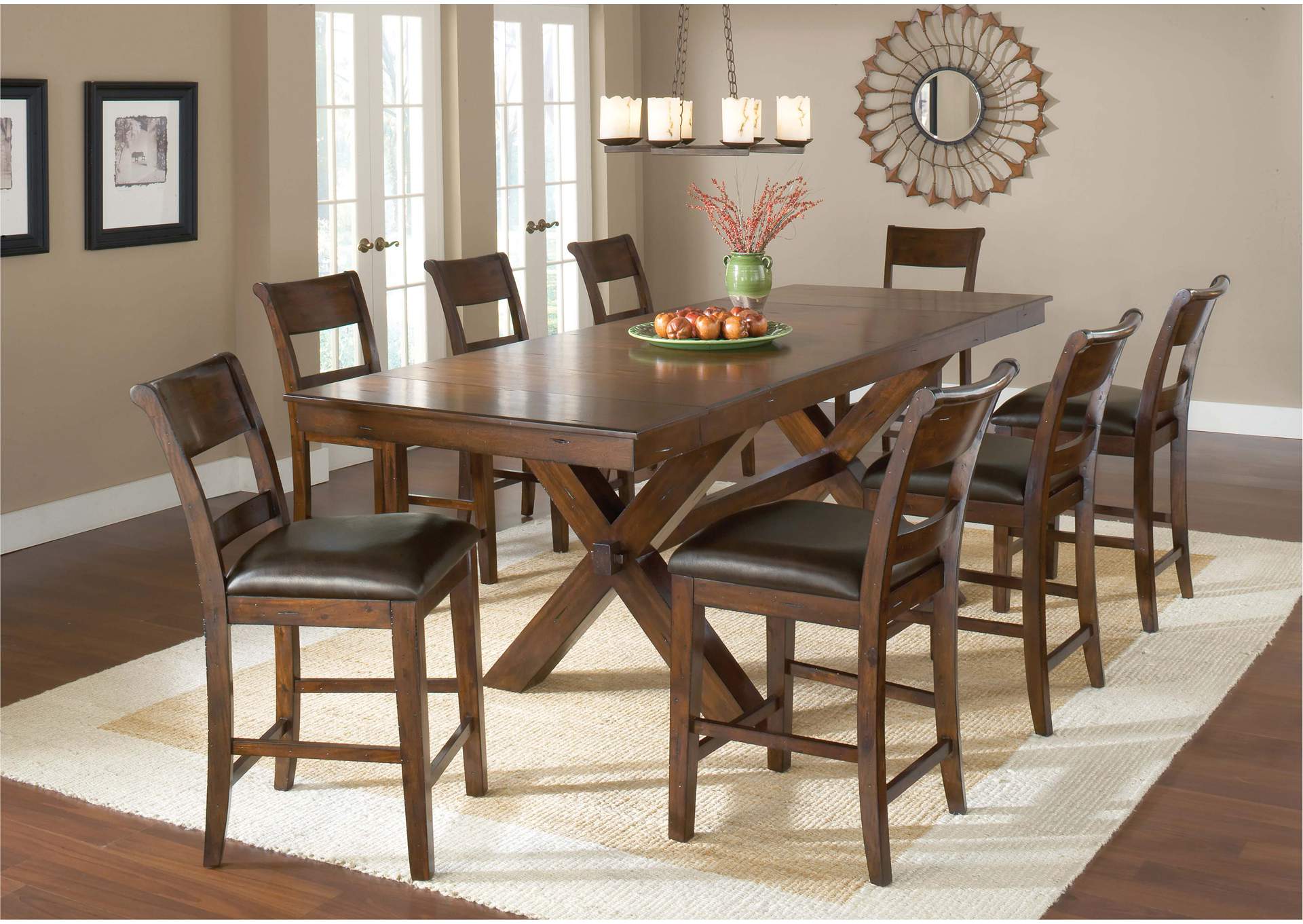 Park Avenue Dark Cherry 9-Piece Counter Height Dining Set,Hillsdale