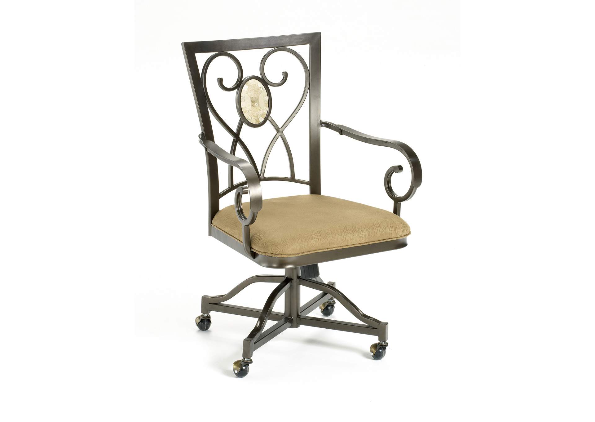 Brookside Brown/Beige Oval Caster Chairs (Set of 2),Hillsdale