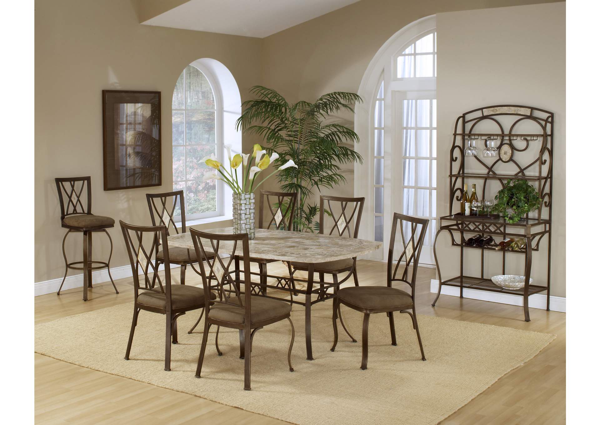 Brookside Fossilstone 5-Piece Rectangle Dining Set w/Diamond Back Chairs,Hillsdale