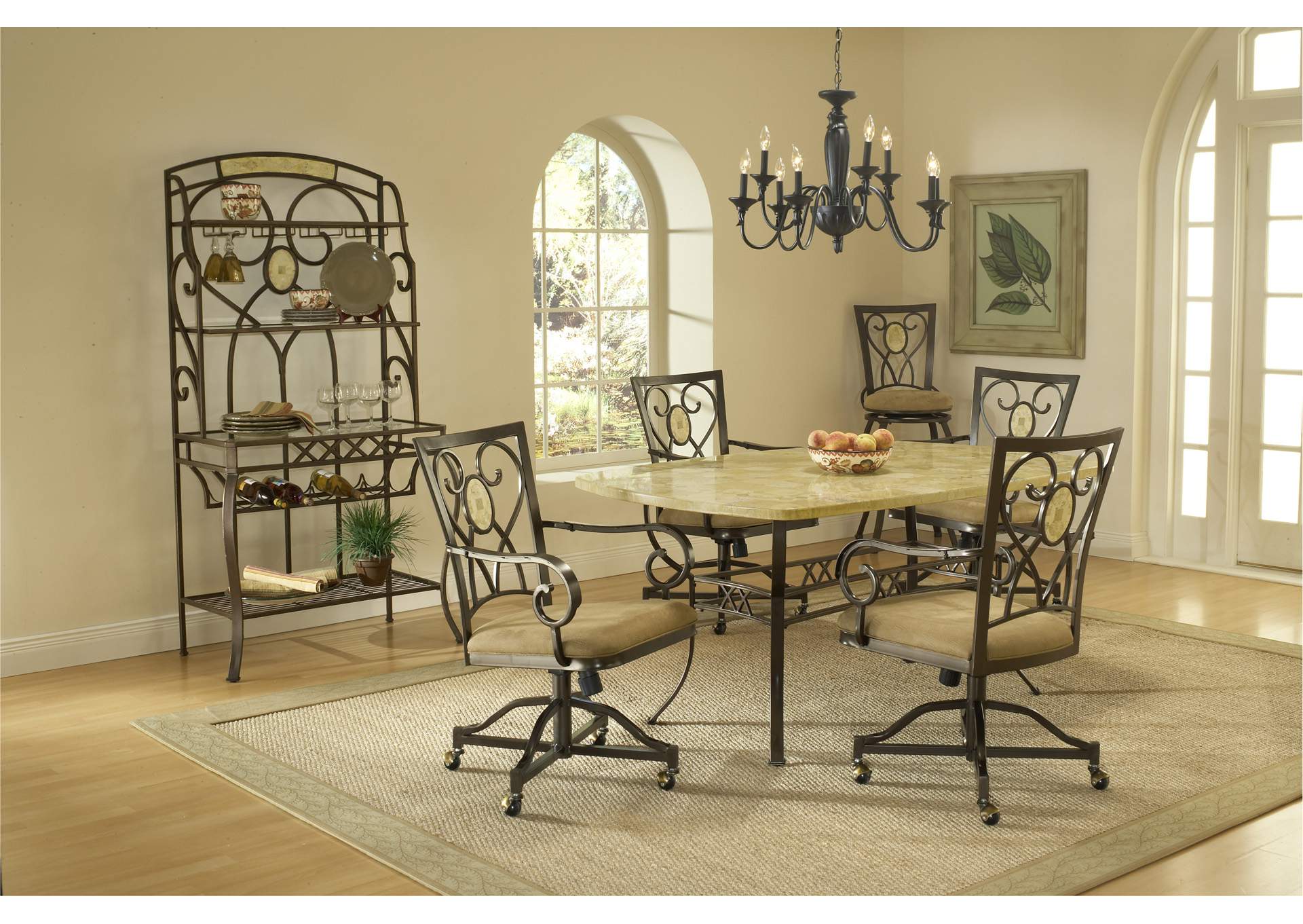 Brookside Brown/Beige 5-Piece Rectangle Dining Set w/Oval Back Caster Chairs,Hillsdale