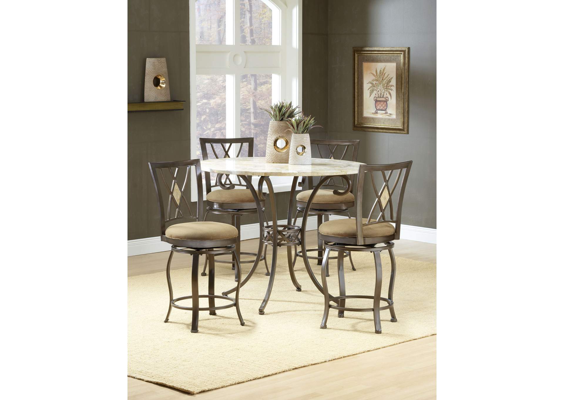 Brookside 5-Piece Counter Height Dining w/Brookside Diamond Stools,Hillsdale