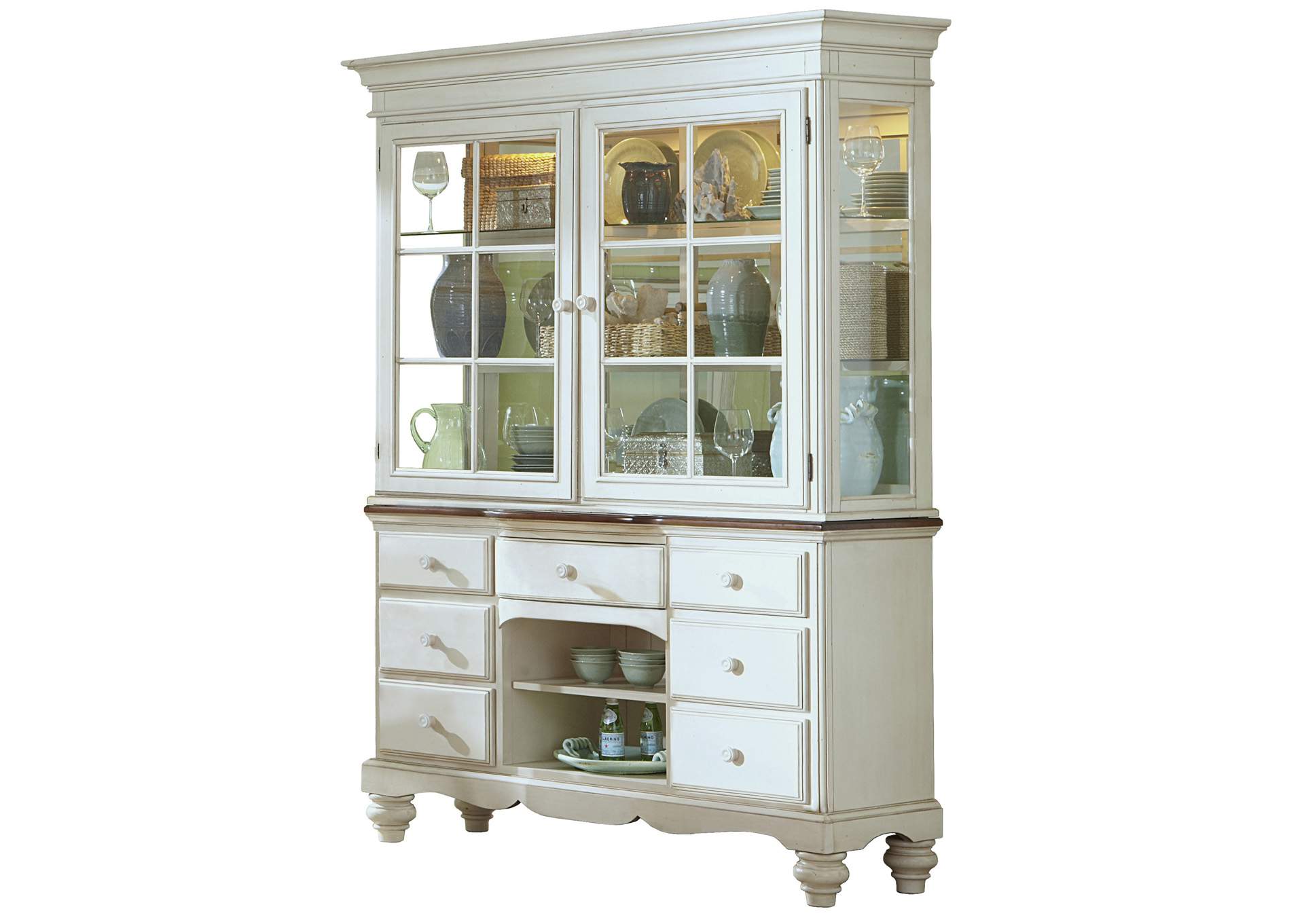 Pine Old White Island Buffet & Hutch,Hillsdale
