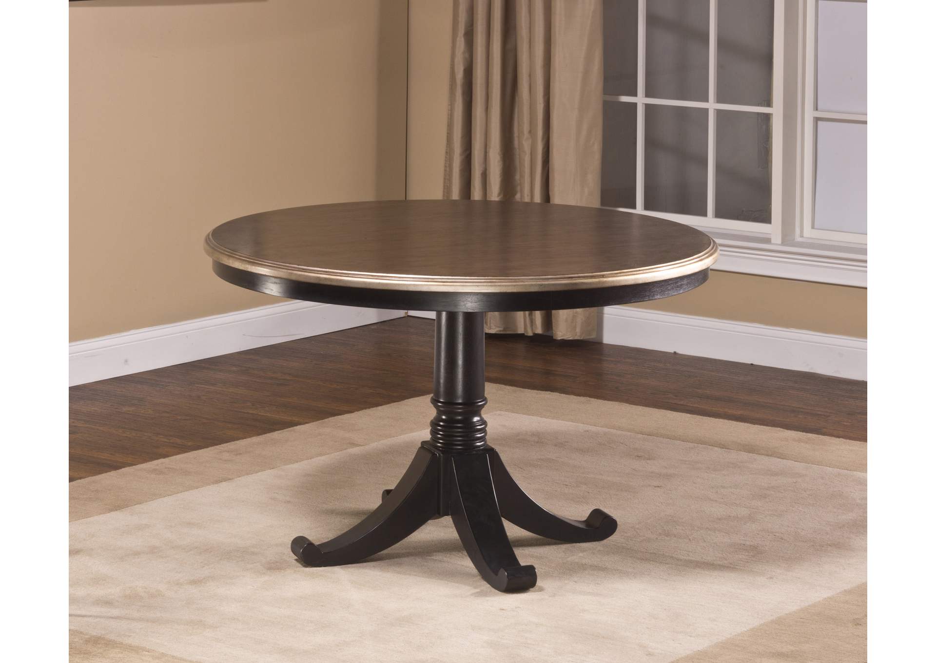Bennington Black/Putty Pedestal Table,Hillsdale
