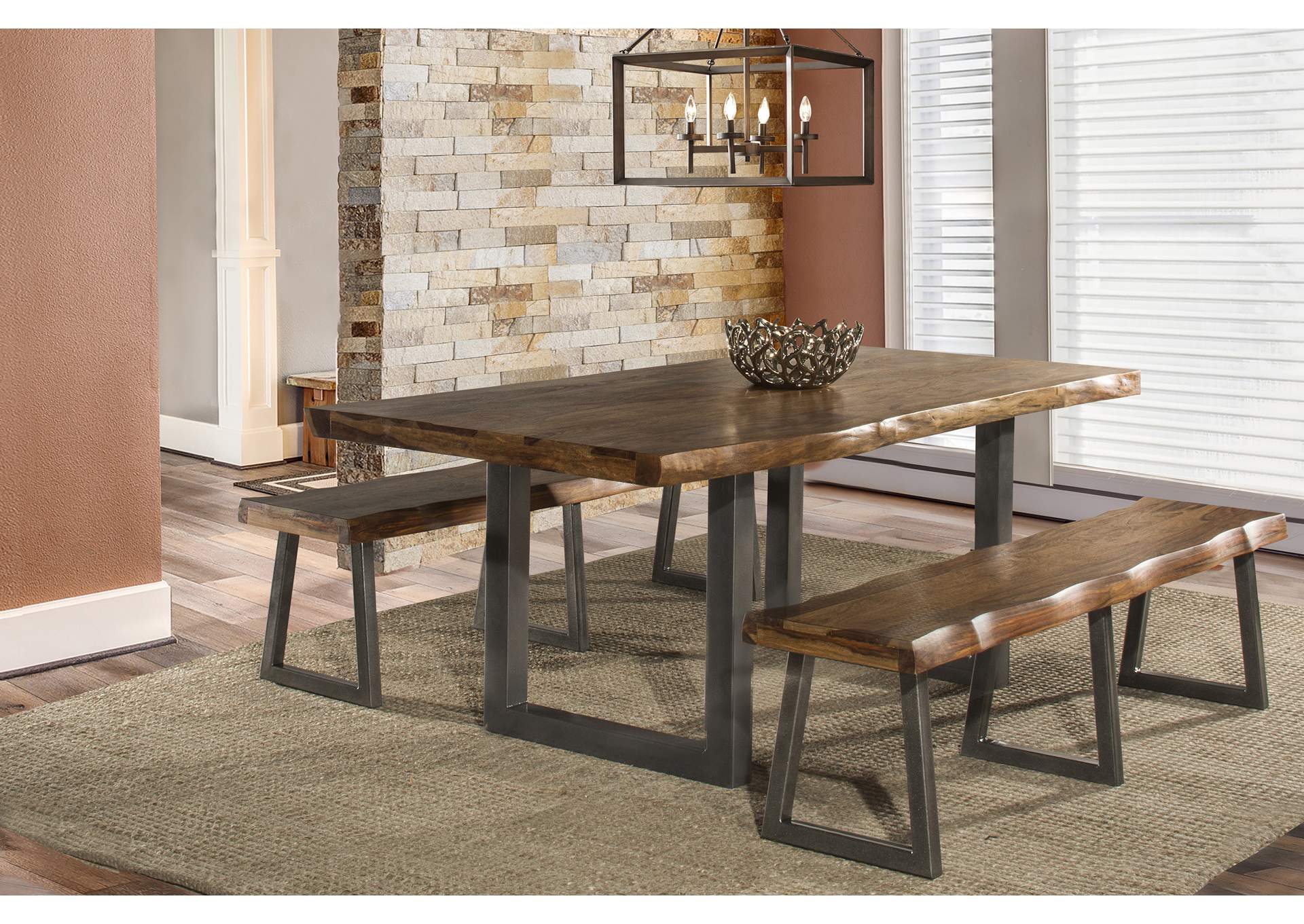 Emerson Natural Sheesham 3-Piece Rectangle Dining Set,Hillsdale