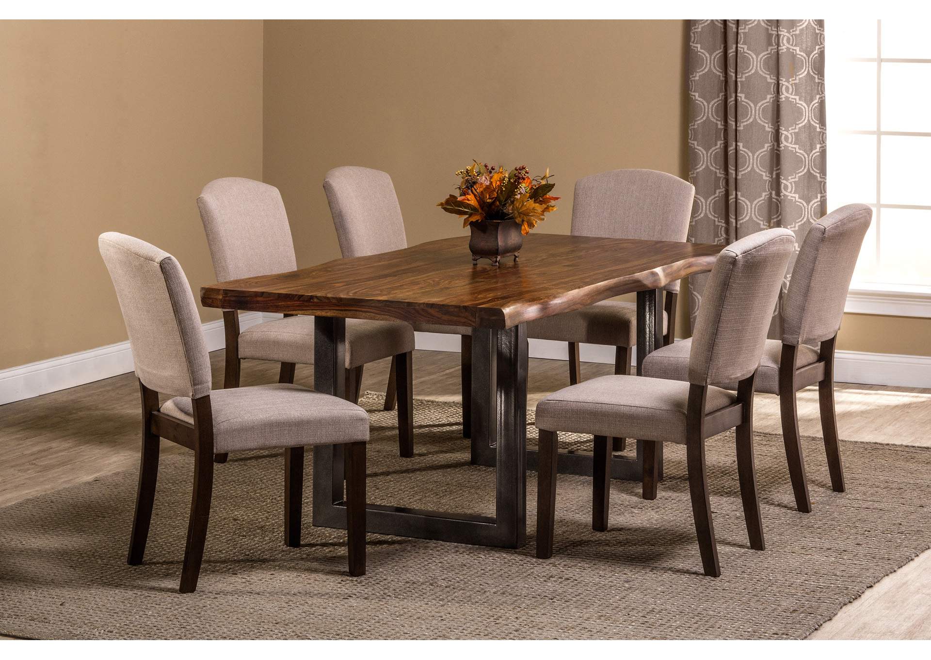 Emerson Natural Sheesham 7-Piece Rectangle Dining Set,Hillsdale