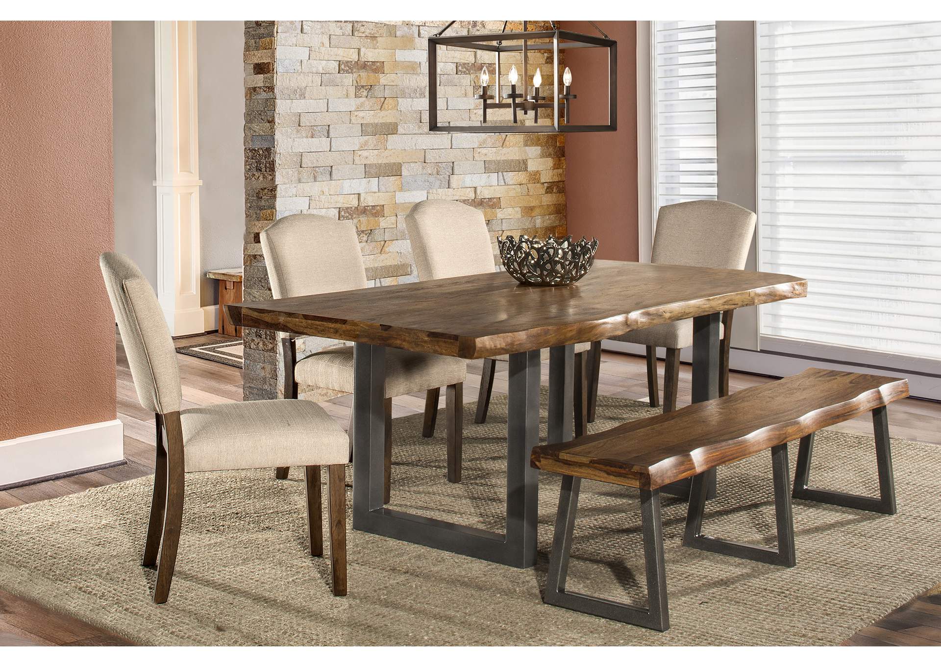 Emerson Natural Sheesham 6-Piece Rectangle Dining Set,Hillsdale