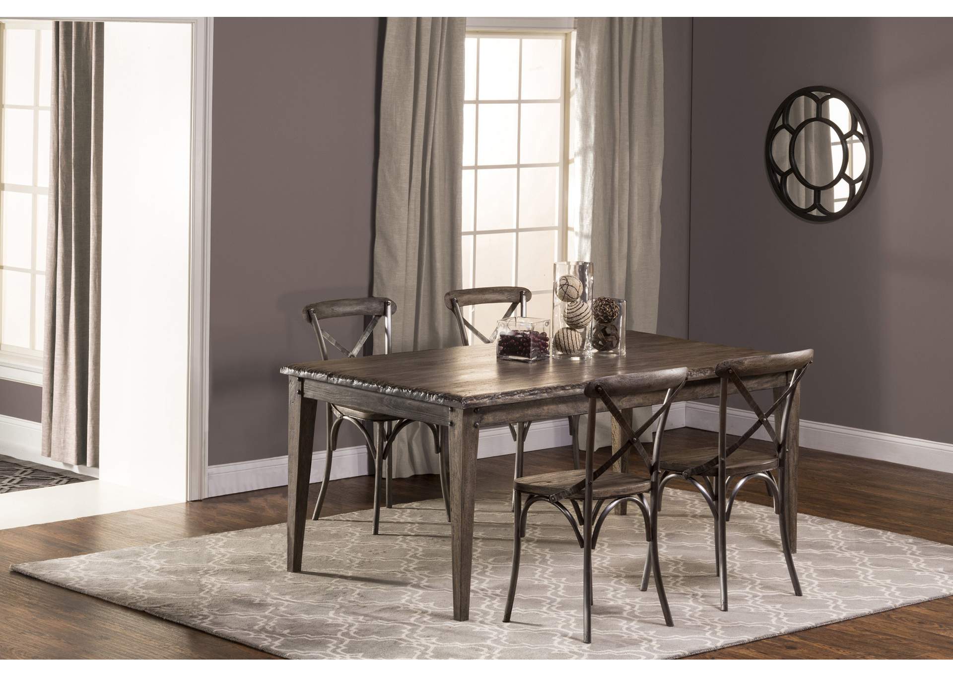 Lorient Gray/Charcoal 5-Piece Rectangle Dining Set w/X Back Dining Chair,Hillsdale