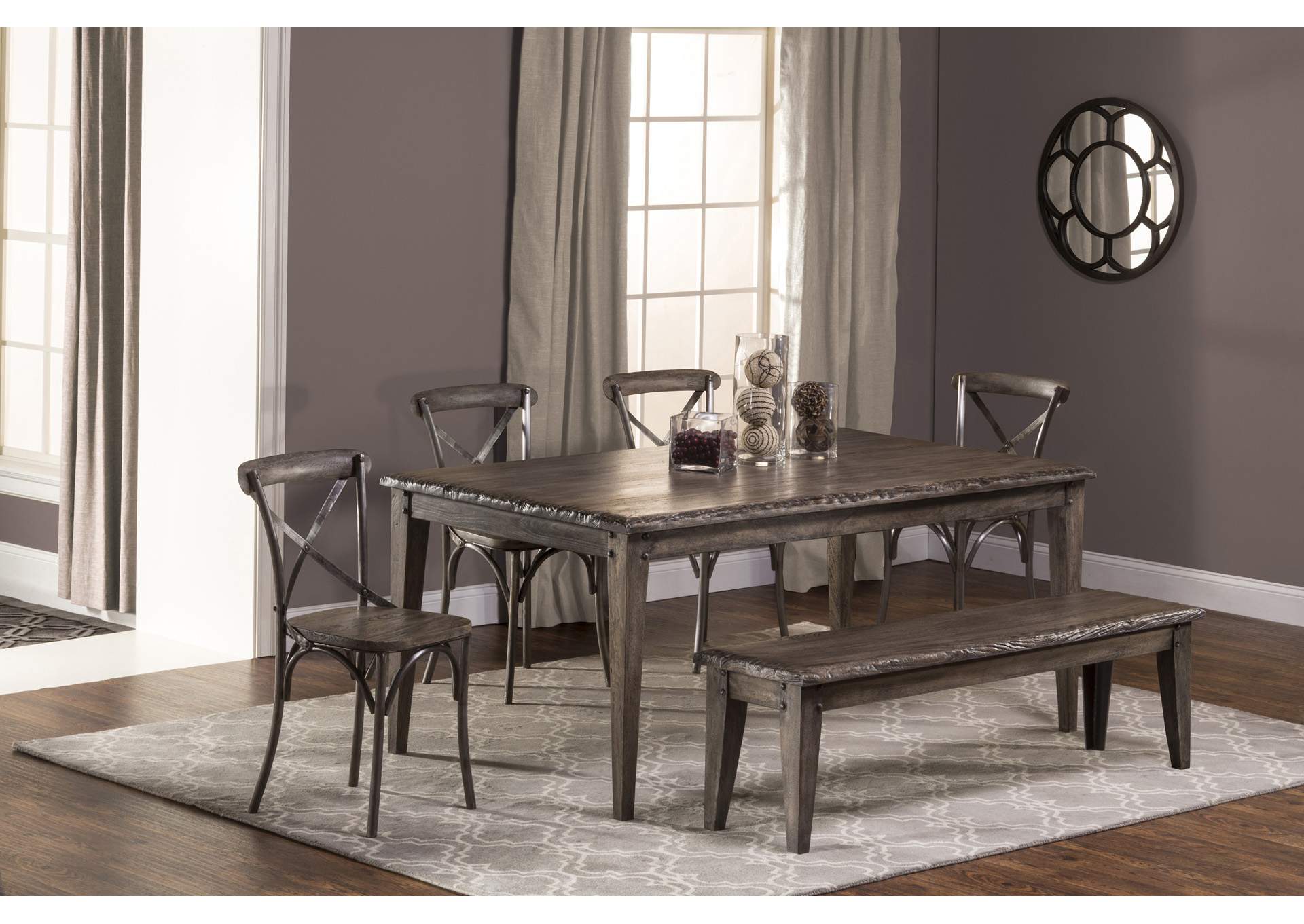 Lorient Gray/Charcoal 6-Piece Rectangle Dining Set,Hillsdale