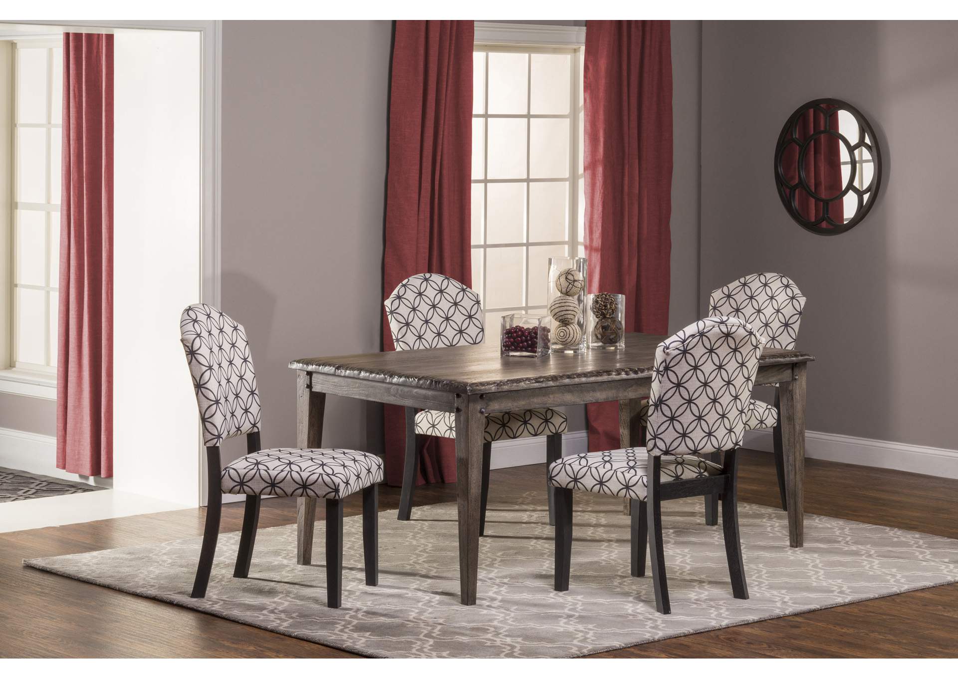 Lorient Gray/Charcoal 5-Piece Rectangle Dining Set w/Parsons Dining Chair,Hillsdale