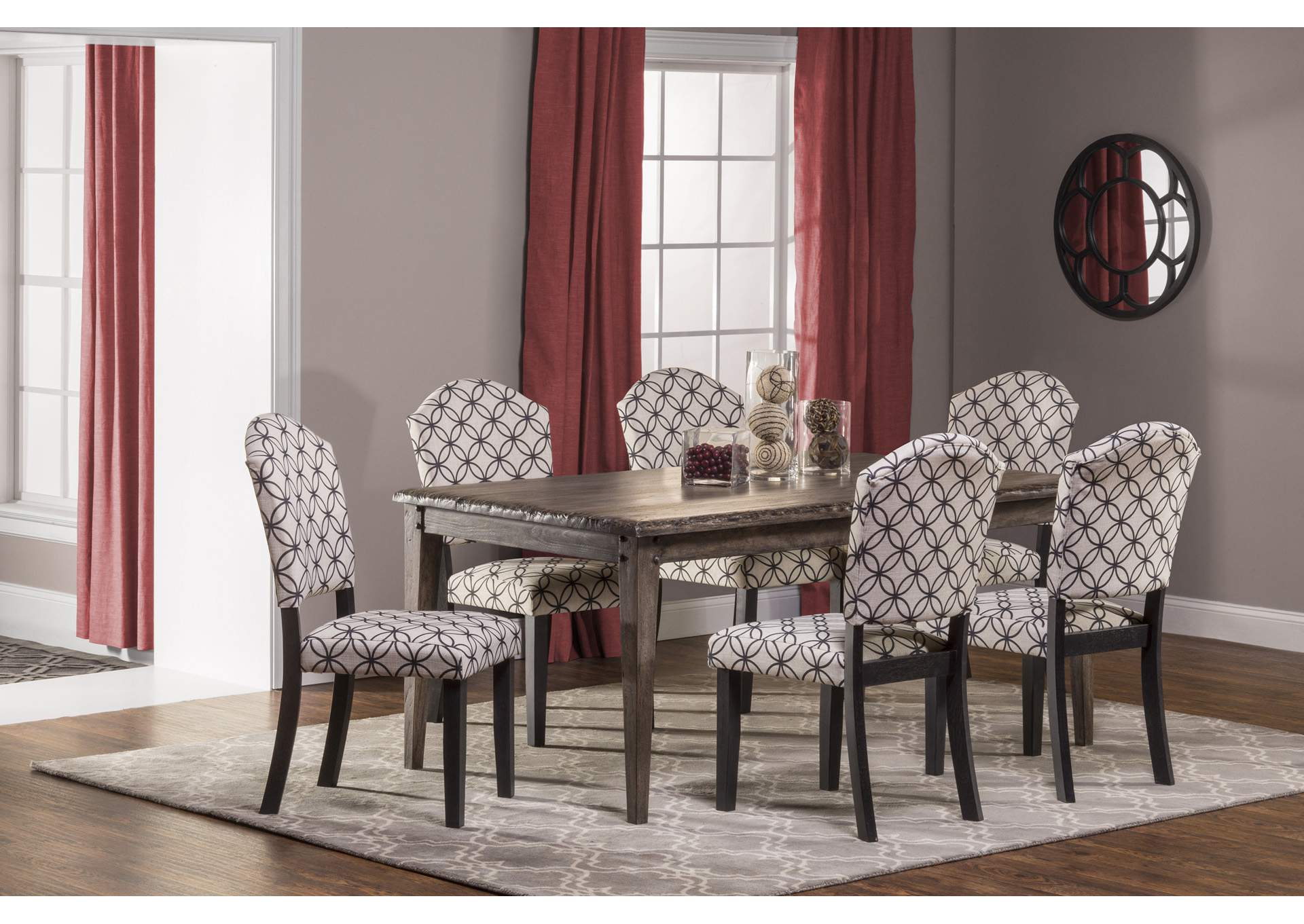 Lorient Gray/Charcoal 7-Piece Rectangle Dining Set w/Parsons Dining Chair,Hillsdale