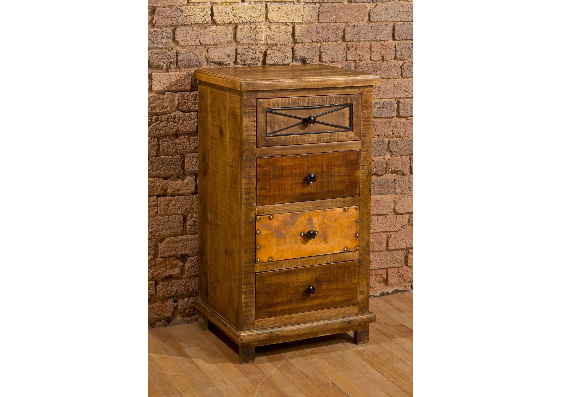 Belina 4 Drawer Accent Cabinet w/X Design,Hillsdale