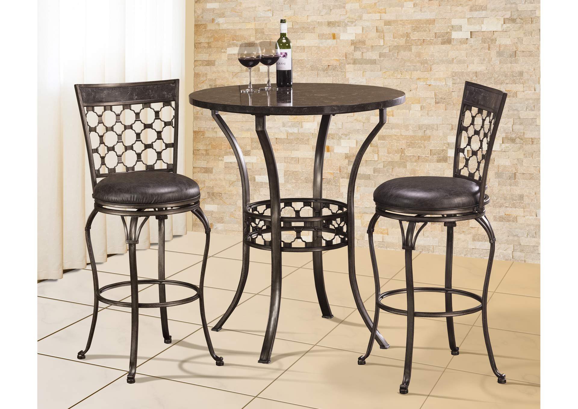 Brescello Pewter 3-Piece Bar Height Bistro Dining Set,Hillsdale