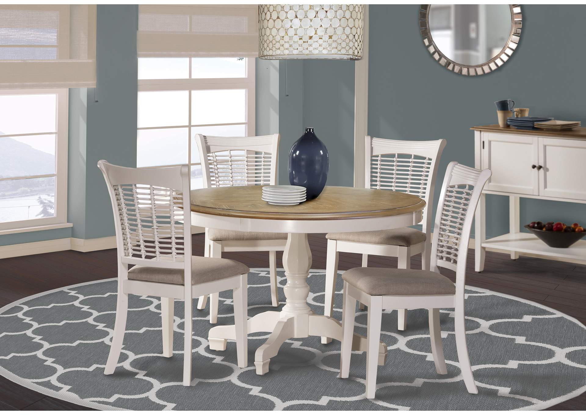 Bayberry/Embassy White 5-Piece Round Dining Set,Hillsdale