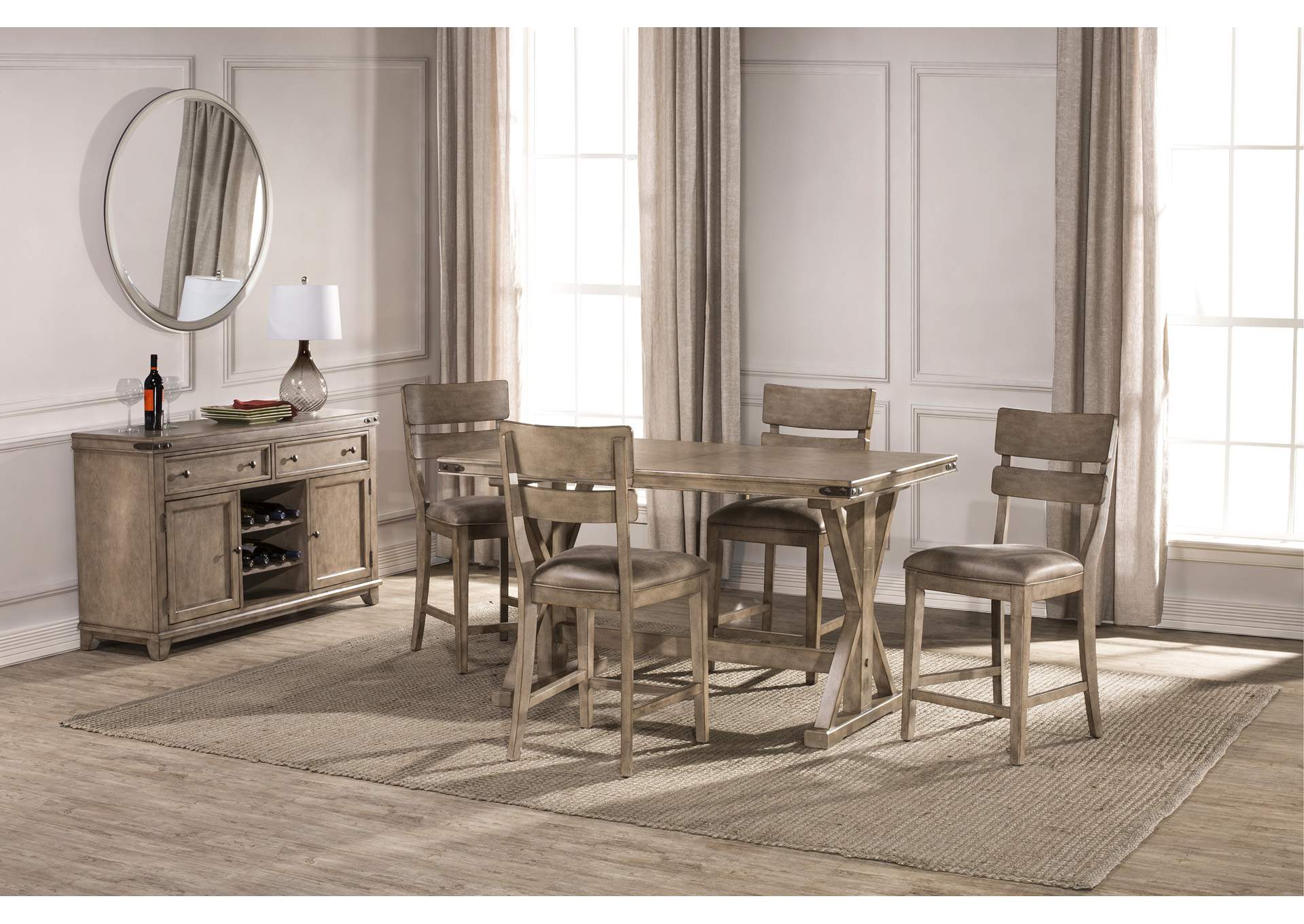 Leclair Vintage Gray 5-Piece Counter Height Dining Set,Hillsdale