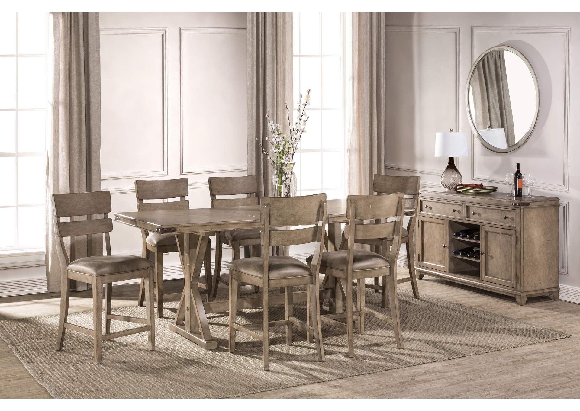 Leclair Vintage Gray 7-Piece Counter Height Dining Set,Hillsdale