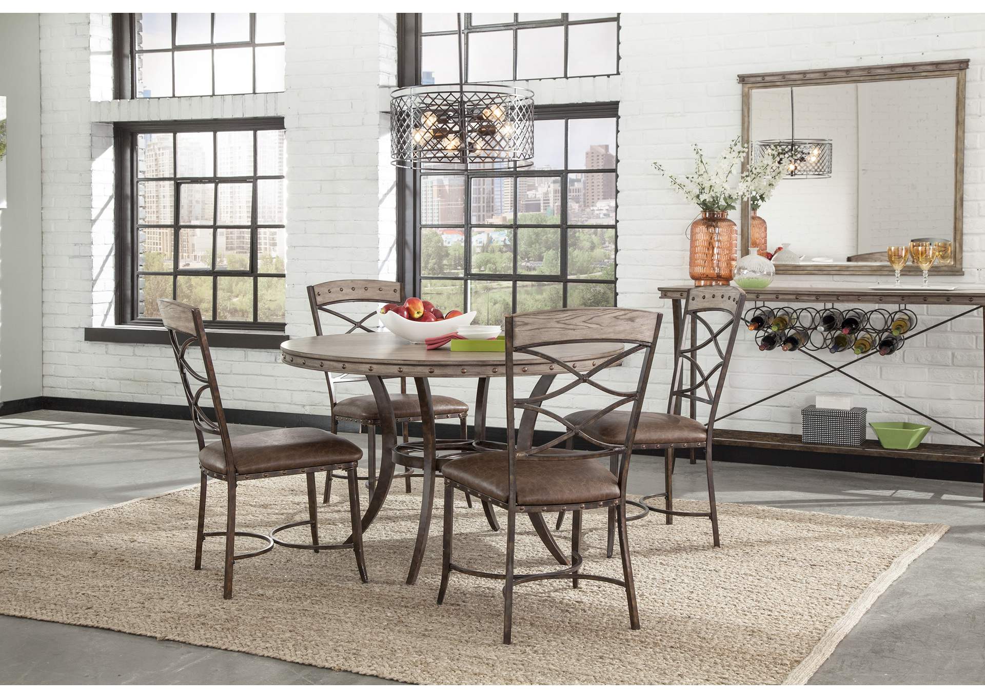 Emmons Washed Gray 5-Piece Round Dining Set,Hillsdale