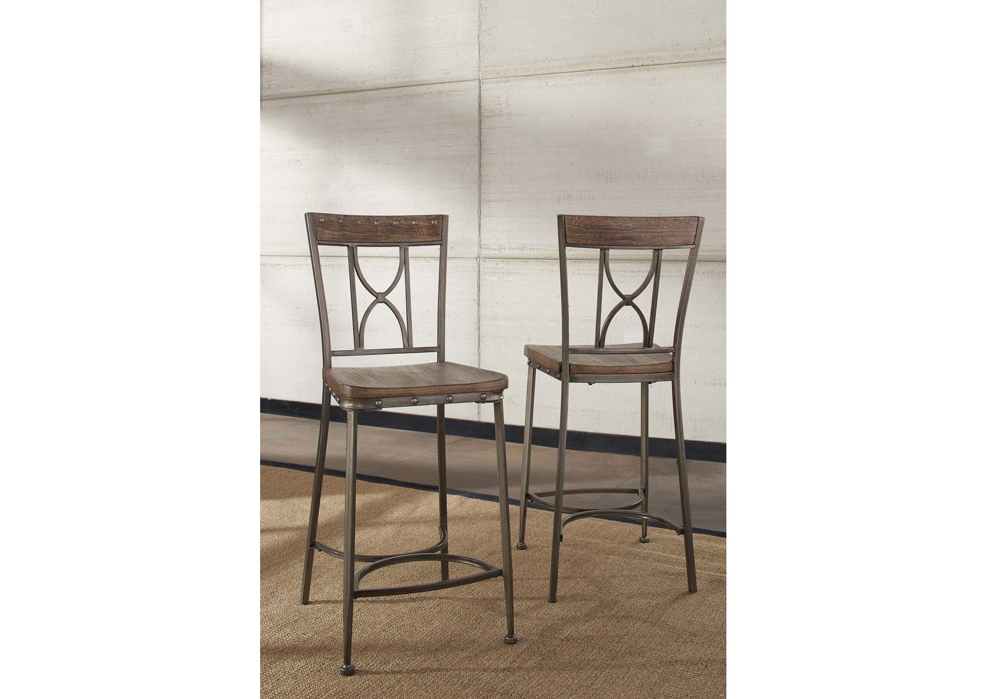 Paddock Brown/Gray Non-Swivel Counter Height Stool (Set of 2),Hillsdale