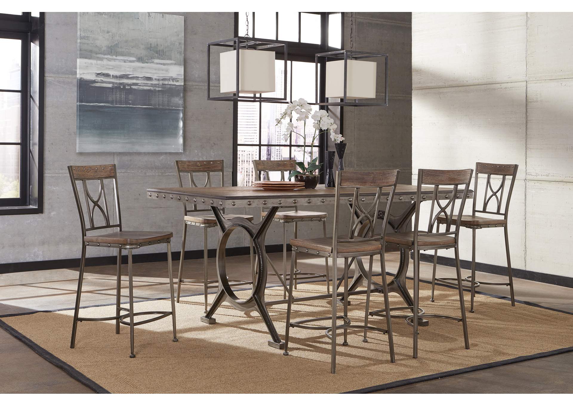 Paddock Brown/Gray 7-Piece Counter Height Dining Set,Hillsdale