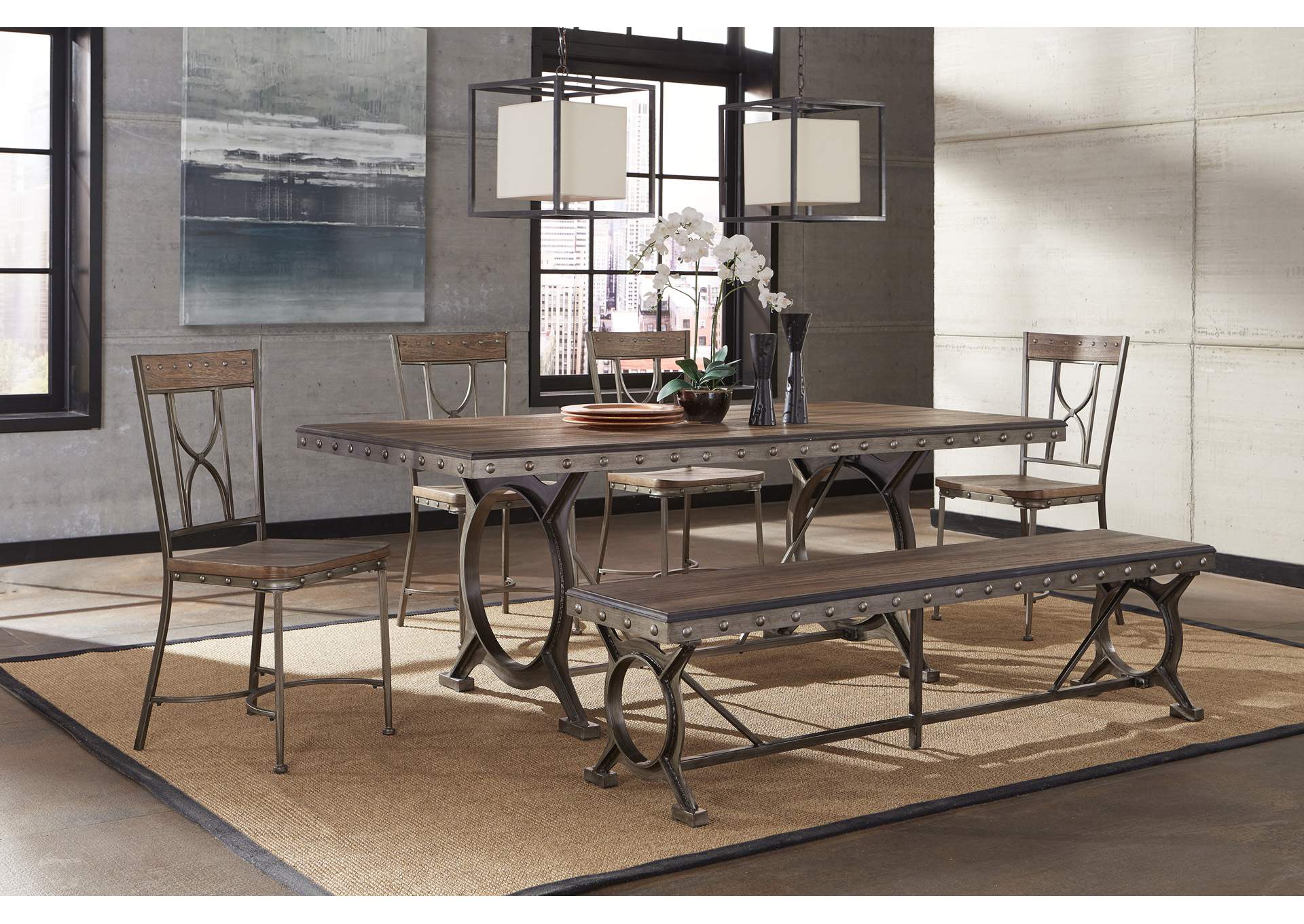 Paddock Brown/Gray 6-Piece Rectangle Dining Set,Hillsdale