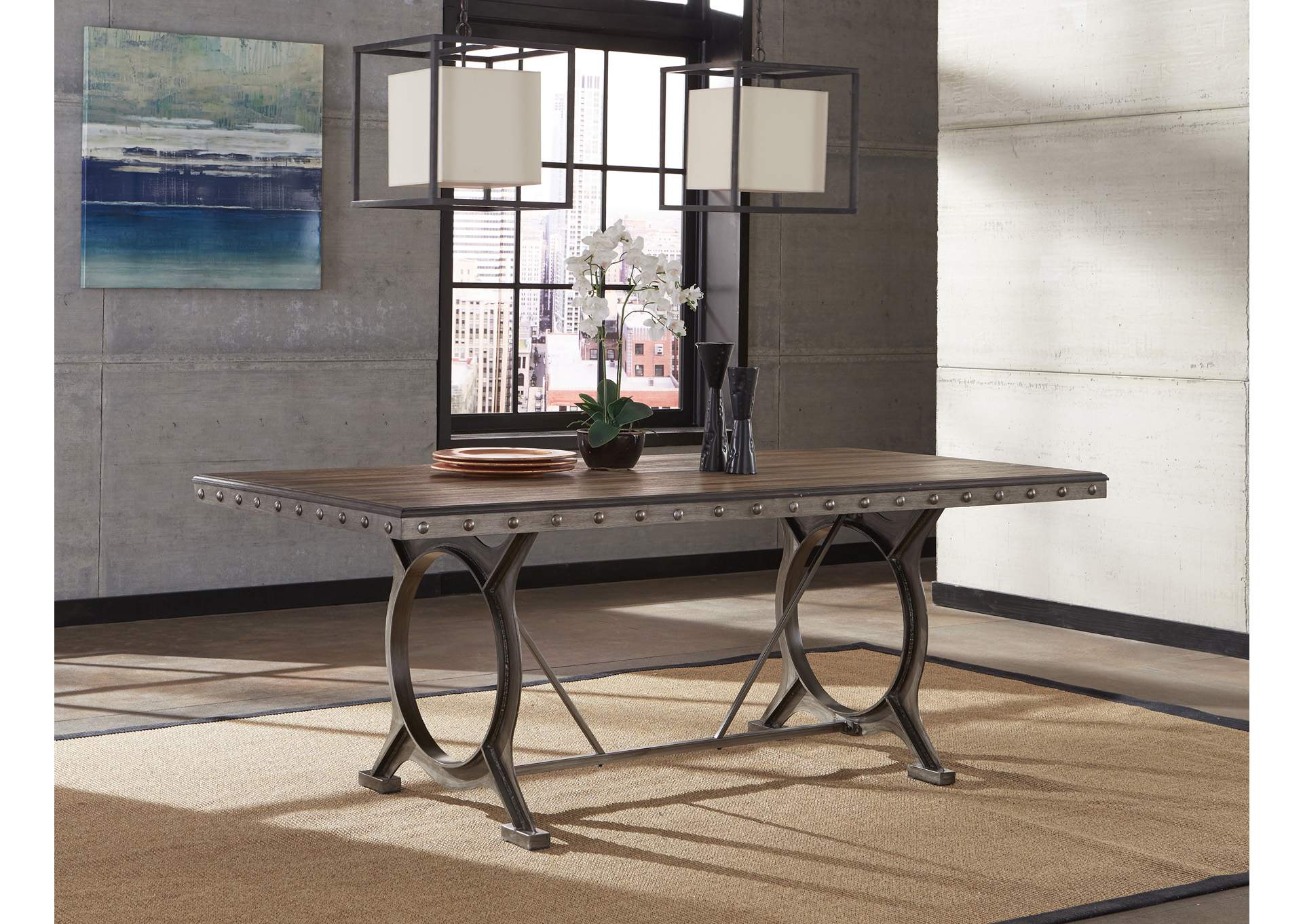 Paddock Brown/Gray Rectangle Dining Table,Hillsdale