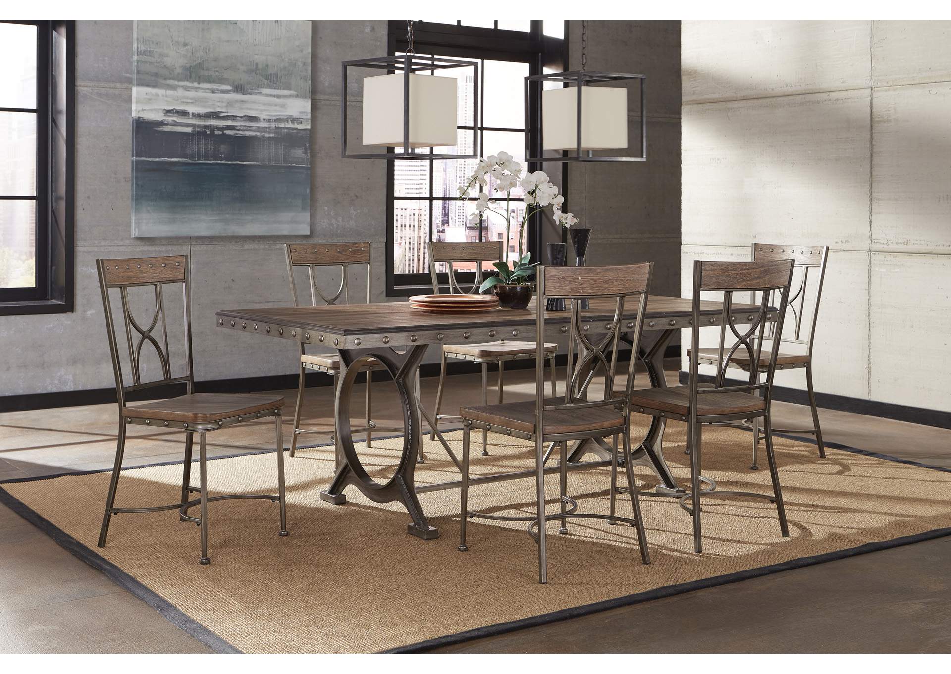 Paddock Brown/Gray 7-Piece Rectangle Dining Set,Hillsdale