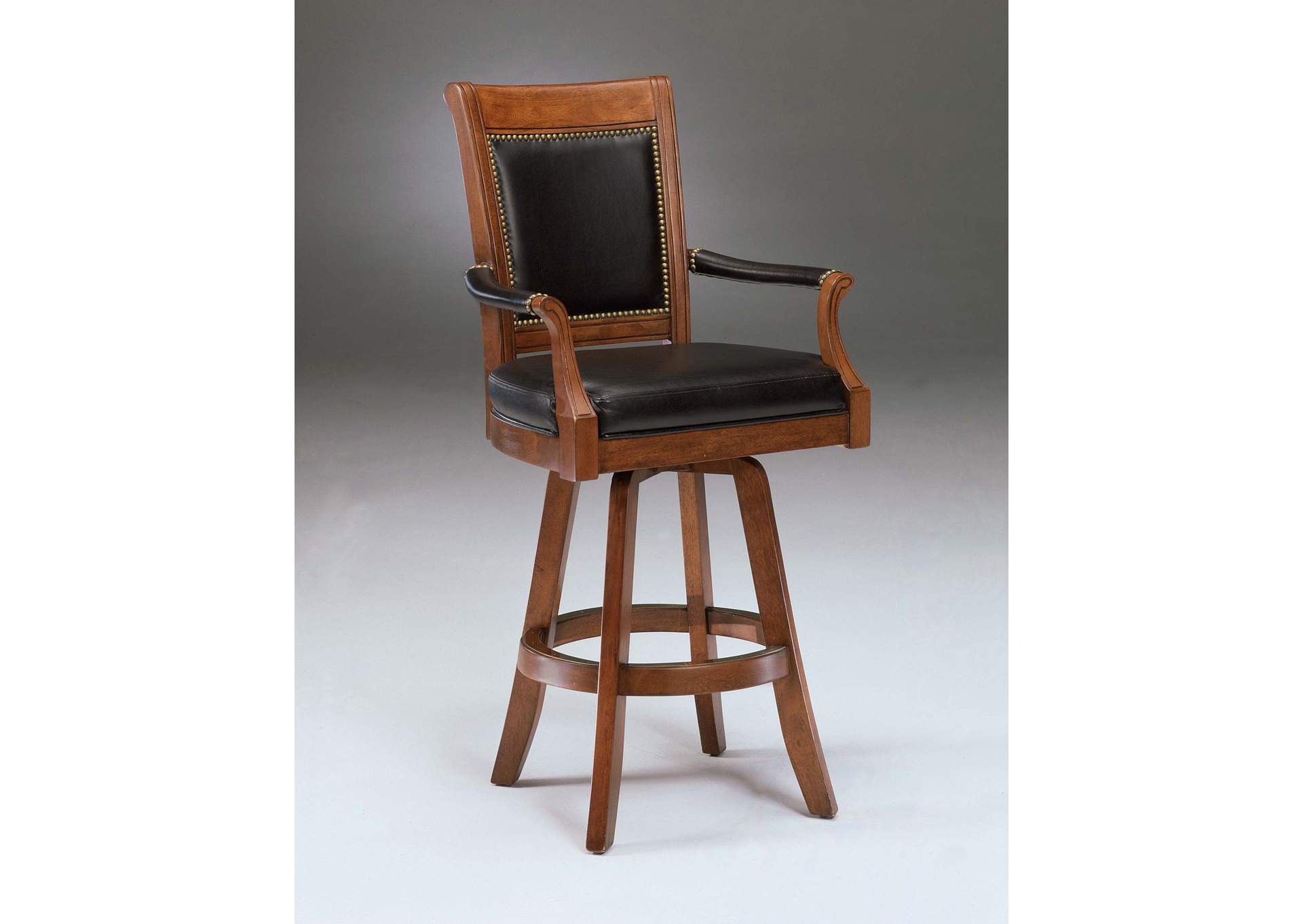 Kingston Game Swivel Leather Back Bar Stool,Hillsdale
