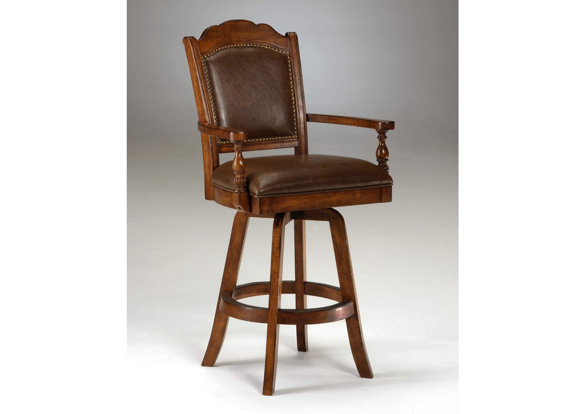 Nassau Swivel Leather Game Bar Stool,Hillsdale