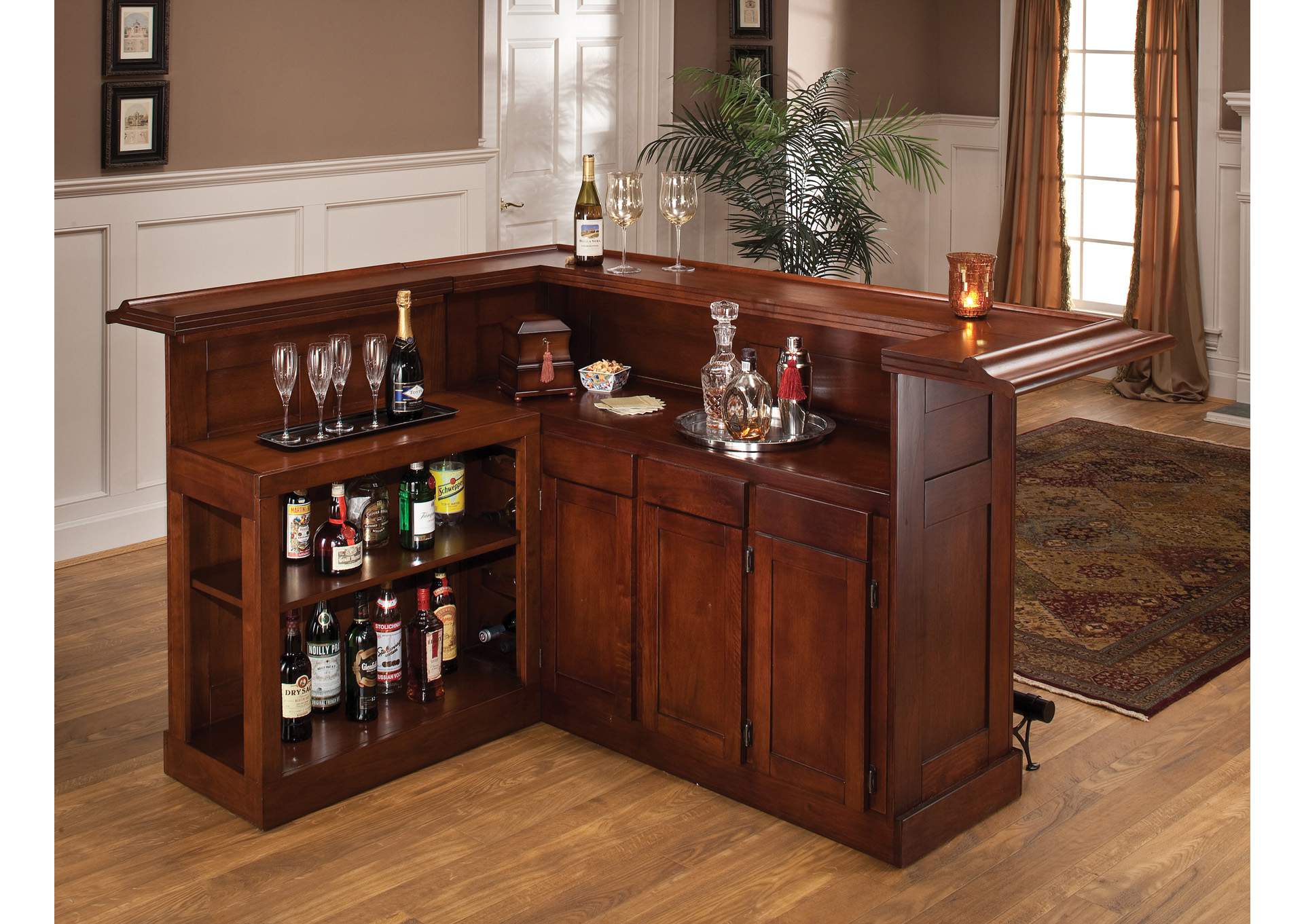 Classic Large Cherry Bar w/Side Bar,Hillsdale