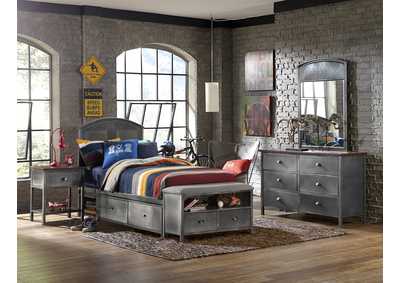 Image for Urban Quarters 4Pc Full Panel Storage Bed Set w/Footboard Bench