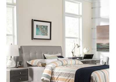 Image for Lusso Gray Faux Leather King Headboard with Frame